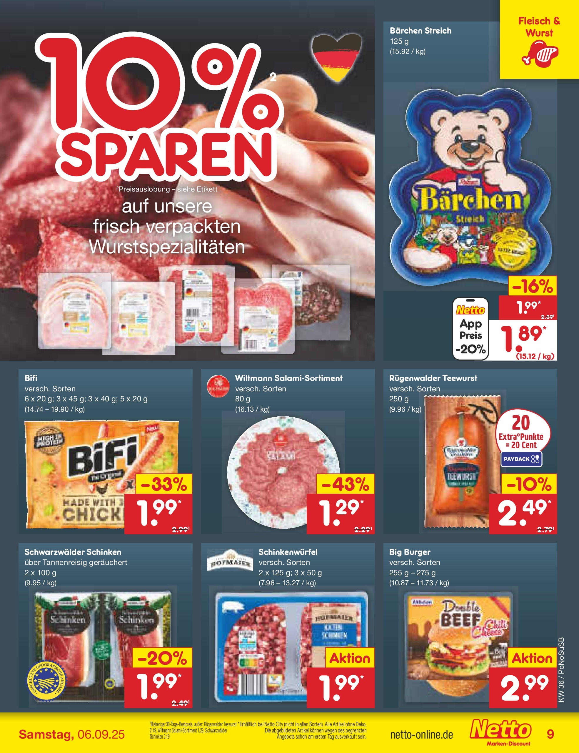 Netto Marken-Discount prospekt Amberg (ab 01.09.2025) » Angebote | Seite: 11 | Produkte: Burger, Wurst, Schinken, Fleisch Netto Marken-Discount prospekt Amberg (ab 01.09.2025) » Angebote | Seite: 11 | Produkte: Burger, Wurst, Schinken, Fleisch