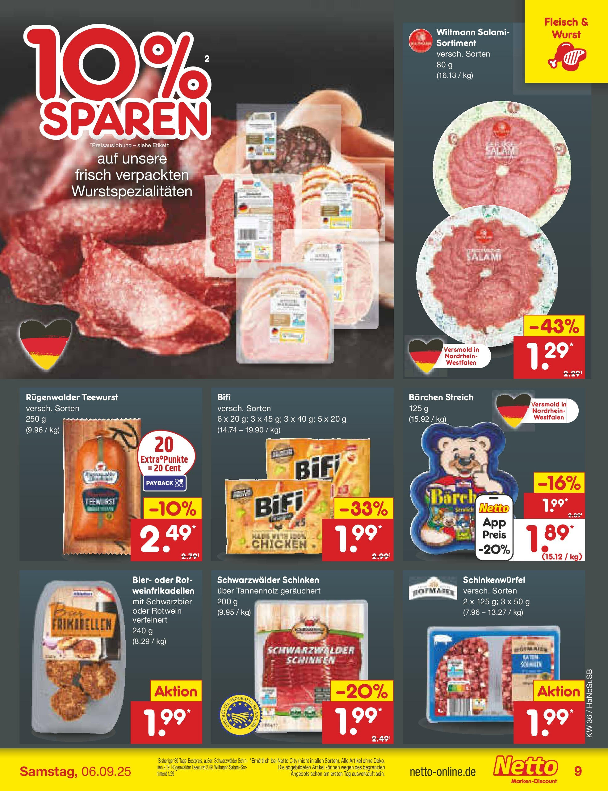 Netto Marken-Discount prospekt Wuppertal (ab 01.09.2025) » Angebote | Seite: 11 | Produkte: Bifi, Wurst, Salami, Fleisch Netto Marken-Discount prospekt Wuppertal (ab 01.09.2025) » Angebote | Seite: 11 | Produkte: Bifi, Wurst, Salami, Fleisch