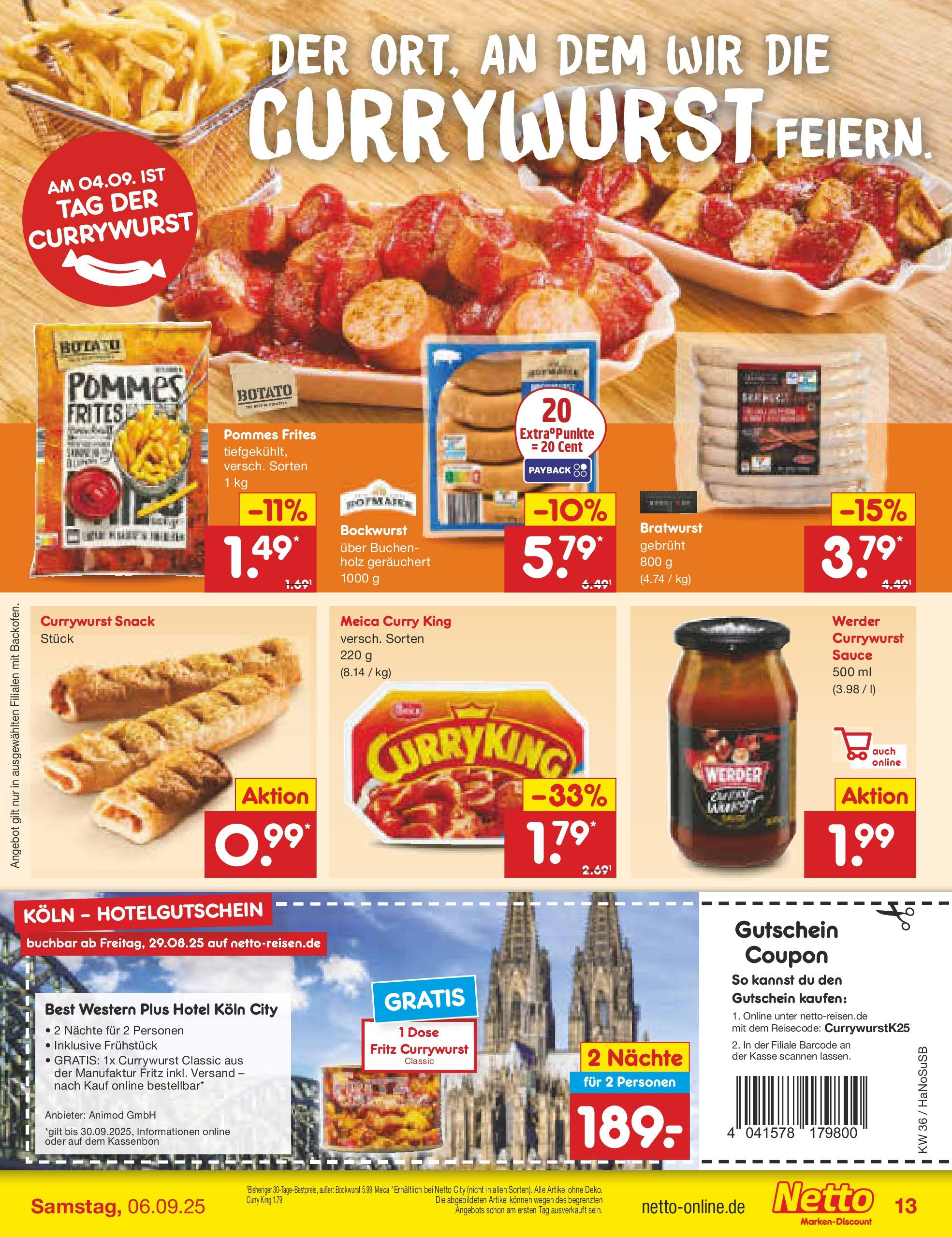 Netto Marken-Discount prospekt Wuppertal (ab 01.09.2025) » Angebote | Seite: 15 | Produkte: Bockwurst, Pommes, Bratwurst, Meica Netto Marken-Discount prospekt Wuppertal (ab 01.09.2025) » Angebote | Seite: 15 | Produkte: Bockwurst, Pommes, Bratwurst, Meica