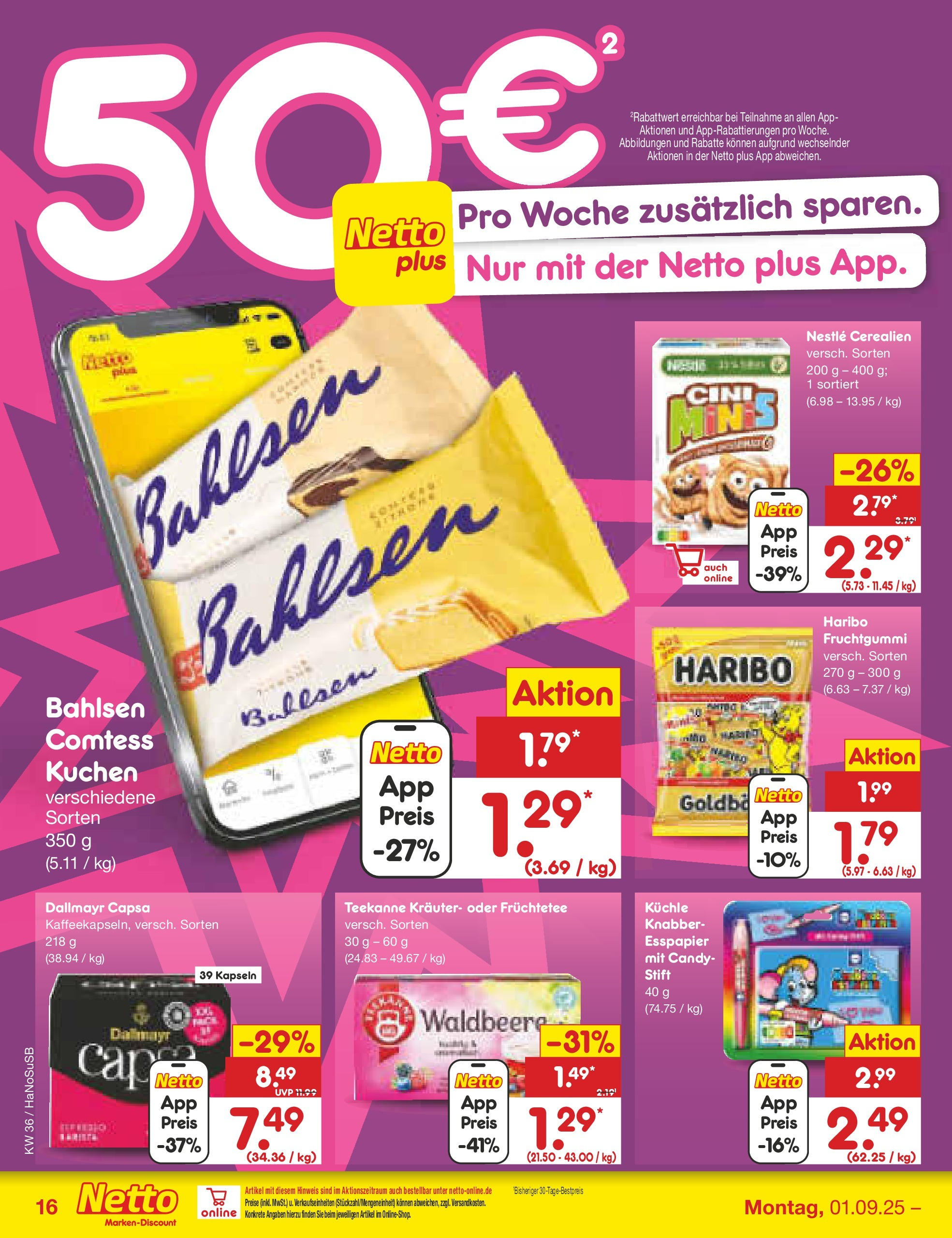 Netto Marken-Discount prospekt Wuppertal (ab 01.09.2025) » Angebote | Seite: 22 | Produkte: Haribo, Teekanne, Kuchen, Dallmayr capsa Netto Marken-Discount prospekt Wuppertal (ab 01.09.2025) » Angebote | Seite: 22 | Produkte: Haribo, Teekanne, Kuchen, Dallmayr capsa