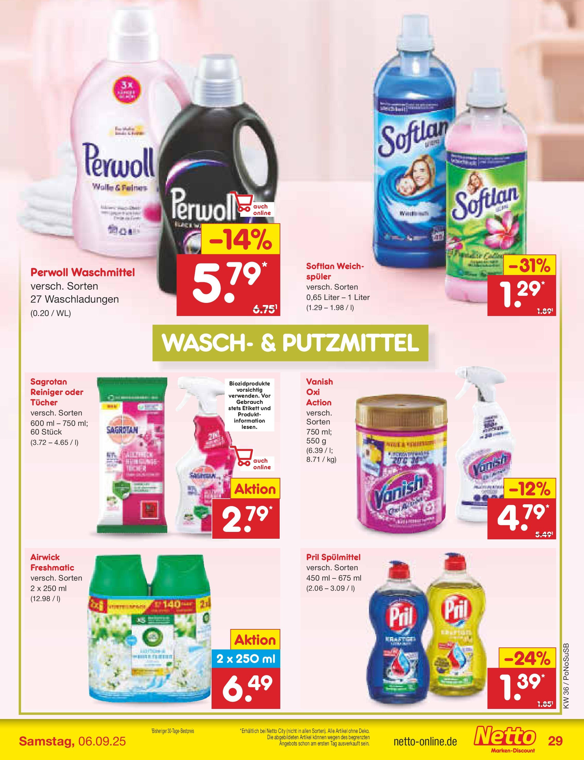 Netto Marken-Discount prospekt Amberg (ab 01.09.2025) » Angebote | Seite: 41 | Produkte: Perwoll, Waschmittel, Pril Netto Marken-Discount prospekt Amberg (ab 01.09.2025) » Angebote | Seite: 41 | Produkte: Perwoll, Waschmittel, Pril