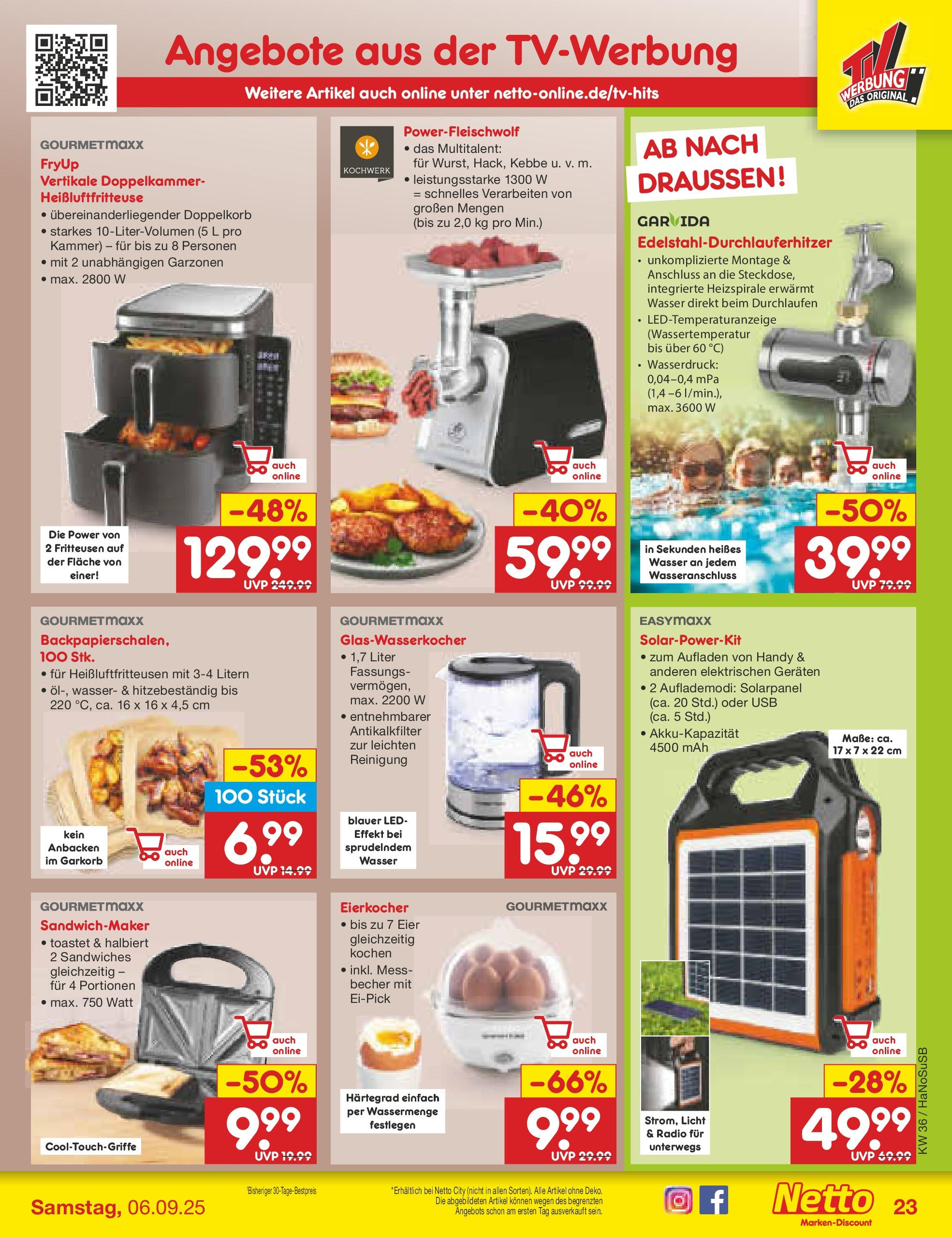 Netto Marken-Discount prospekt Wuppertal (ab 01.09.2025) » Angebote | Seite: 33 | Produkte: Sandwichmaker, Eier, Wasser, Radio Netto Marken-Discount prospekt Wuppertal (ab 01.09.2025) » Angebote | Seite: 33 | Produkte: Sandwichmaker, Eier, Wasser, Radio