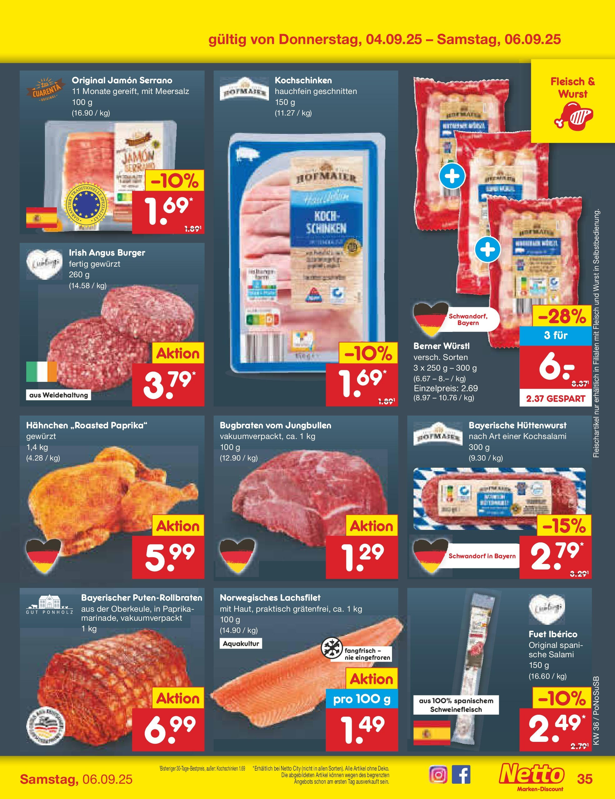 Netto Marken-Discount prospekt Amberg (ab 01.09.2025) » Angebote | Seite: 51 | Produkte: Hahnchen, Burger, Paprika, Schinken Netto Marken-Discount prospekt Amberg (ab 01.09.2025) » Angebote | Seite: 51 | Produkte: Hahnchen, Burger, Paprika, Schinken