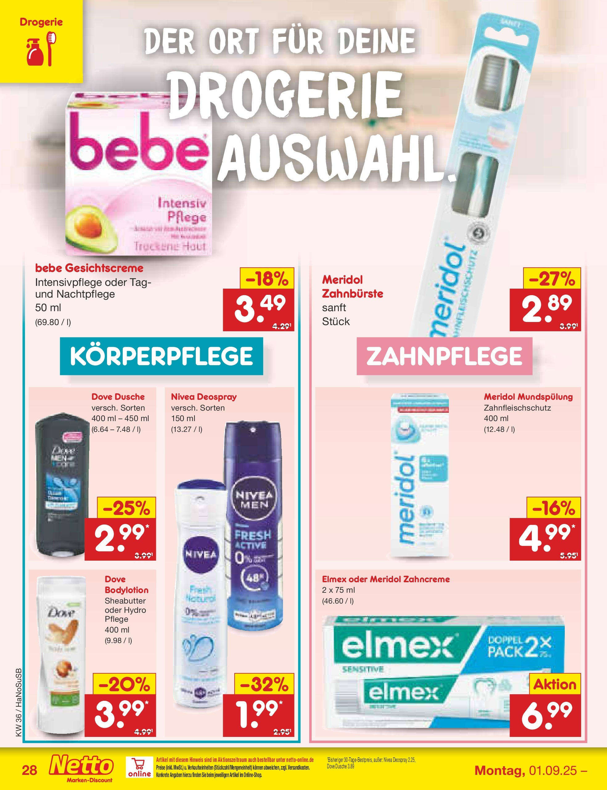 Netto Marken-Discount prospekt Wuppertal (ab 01.09.2025) » Angebote | Seite: 40 | Produkte: Dusche, Zahnbürste, Deospray Netto Marken-Discount prospekt Wuppertal (ab 01.09.2025) » Angebote | Seite: 40 | Produkte: Dusche, Zahnbürste, Deospray