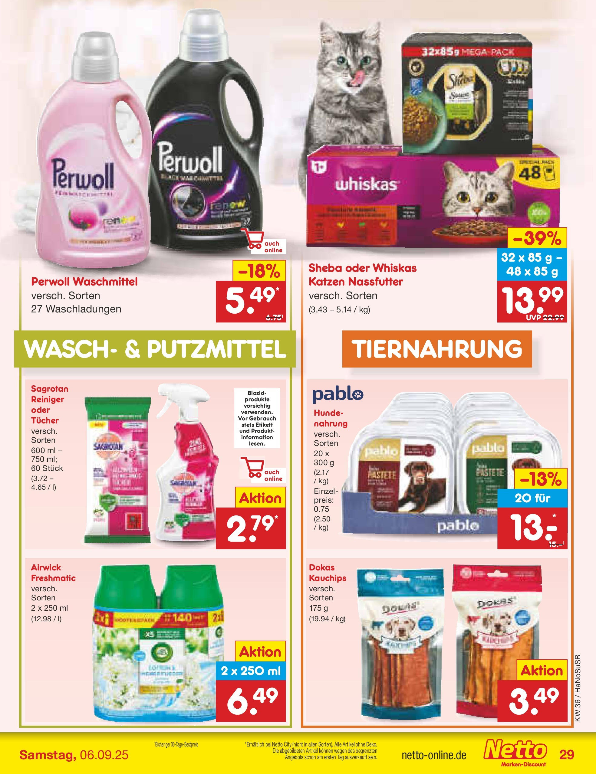 Netto Marken-Discount prospekt Wuppertal (ab 01.09.2025) » Angebote | Seite: 41 | Produkte: Sheba, Perwoll, Waschmittel, Whiskas Netto Marken-Discount prospekt Wuppertal (ab 01.09.2025) » Angebote | Seite: 41 | Produkte: Sheba, Perwoll, Waschmittel, Whiskas