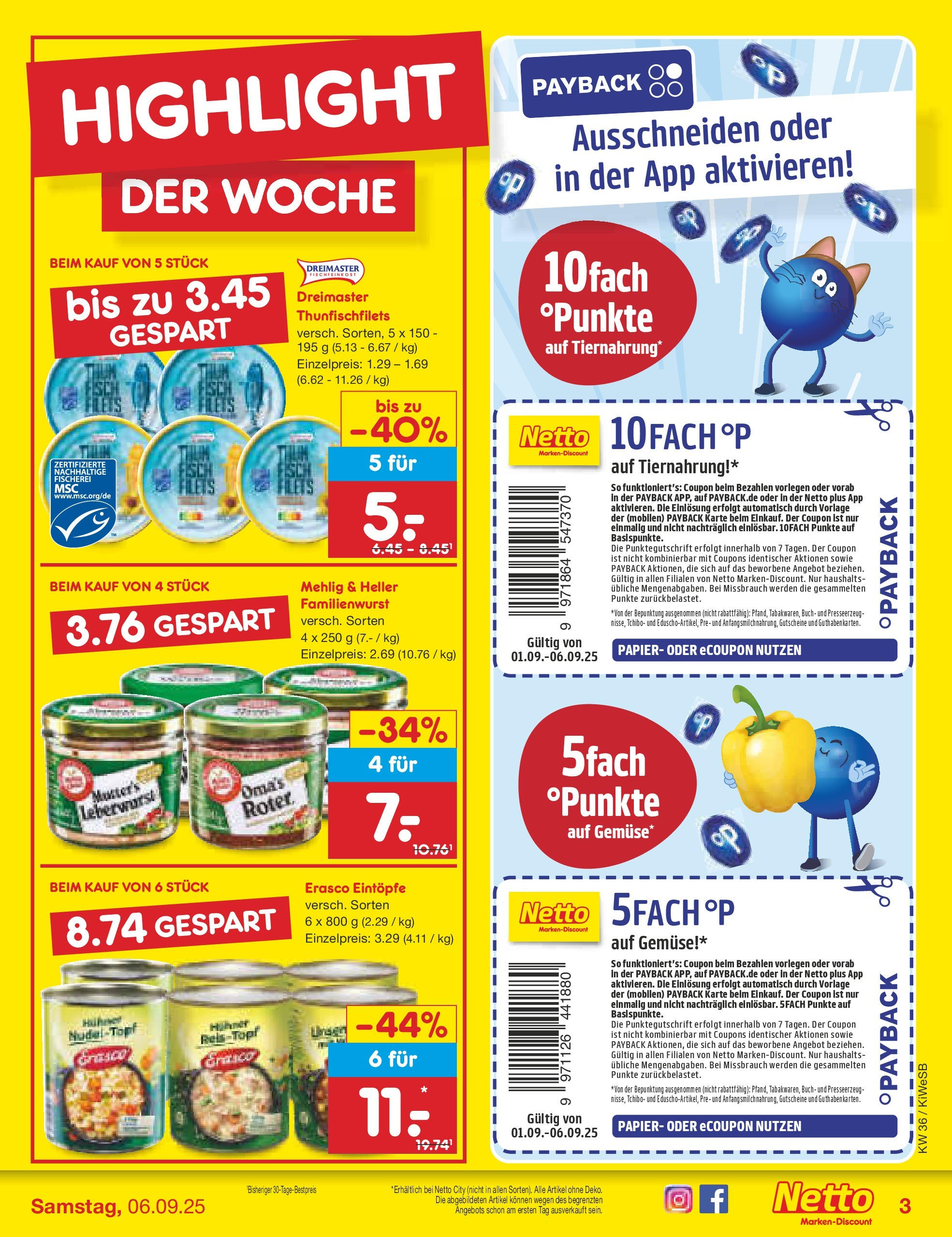 Netto Marken-Discount prospekt Bad Friedrichshall (ab 01.09.2025) » Angebote | Seite: 3 | Produkte: Gemüse, Erasco Netto Marken-Discount prospekt Bad Friedrichshall (ab 01.09.2025) » Angebote | Seite: 3 | Produkte: Gemüse, Erasco