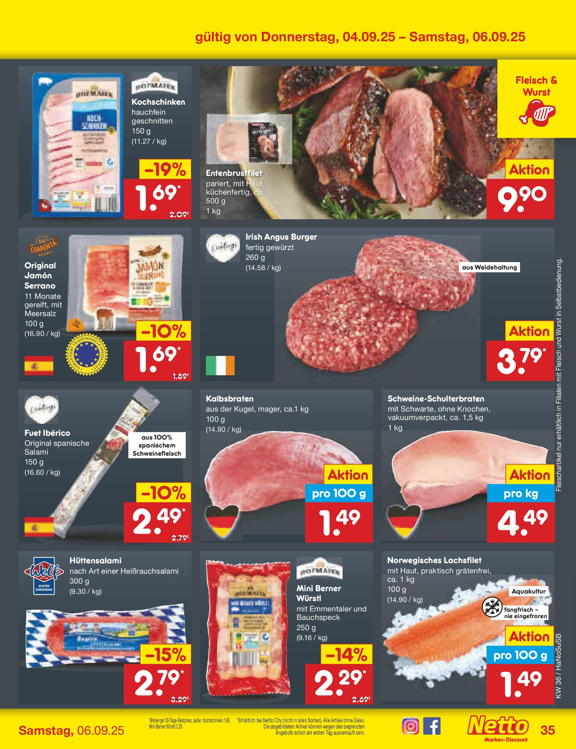 Netto Marken-Discount prospekt Wuppertal (ab 01.09.2025) » Angebote | Seite: 51 | Produkte: Würstl, Burger, Wurst, Schweinefleisch Netto Marken-Discount prospekt Wuppertal (ab 01.09.2025) » Angebote | Seite: 51 | Produkte: Würstl, Burger, Wurst, Schweinefleisch