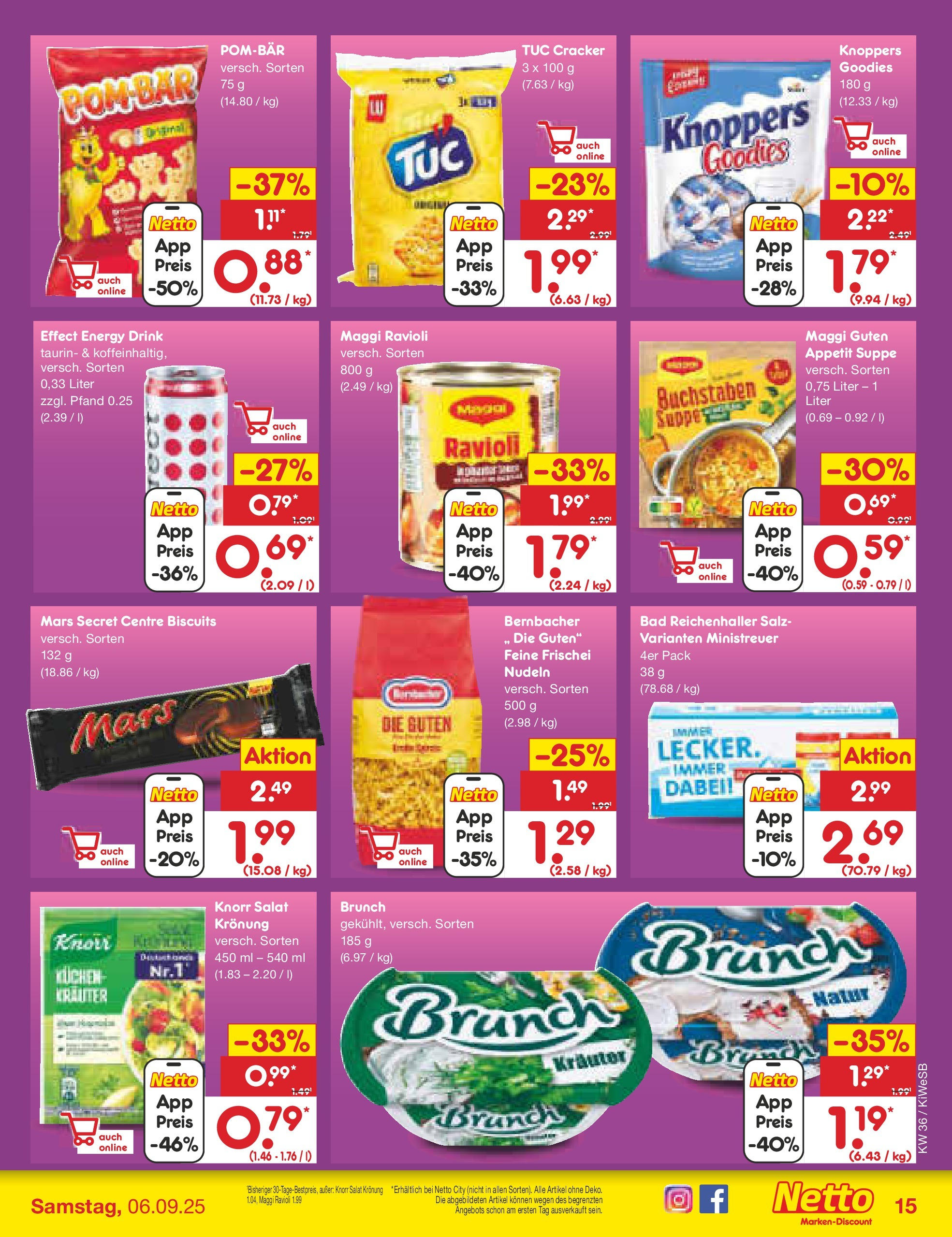 Netto Marken-Discount prospekt Bad Friedrichshall (ab 01.09.2025) » Angebote | Seite: 21 | Produkte: Knorr, Knoppers, Nudeln, Kuchen Netto Marken-Discount prospekt Bad Friedrichshall (ab 01.09.2025) » Angebote | Seite: 21 | Produkte: Knorr, Knoppers, Nudeln, Kuchen