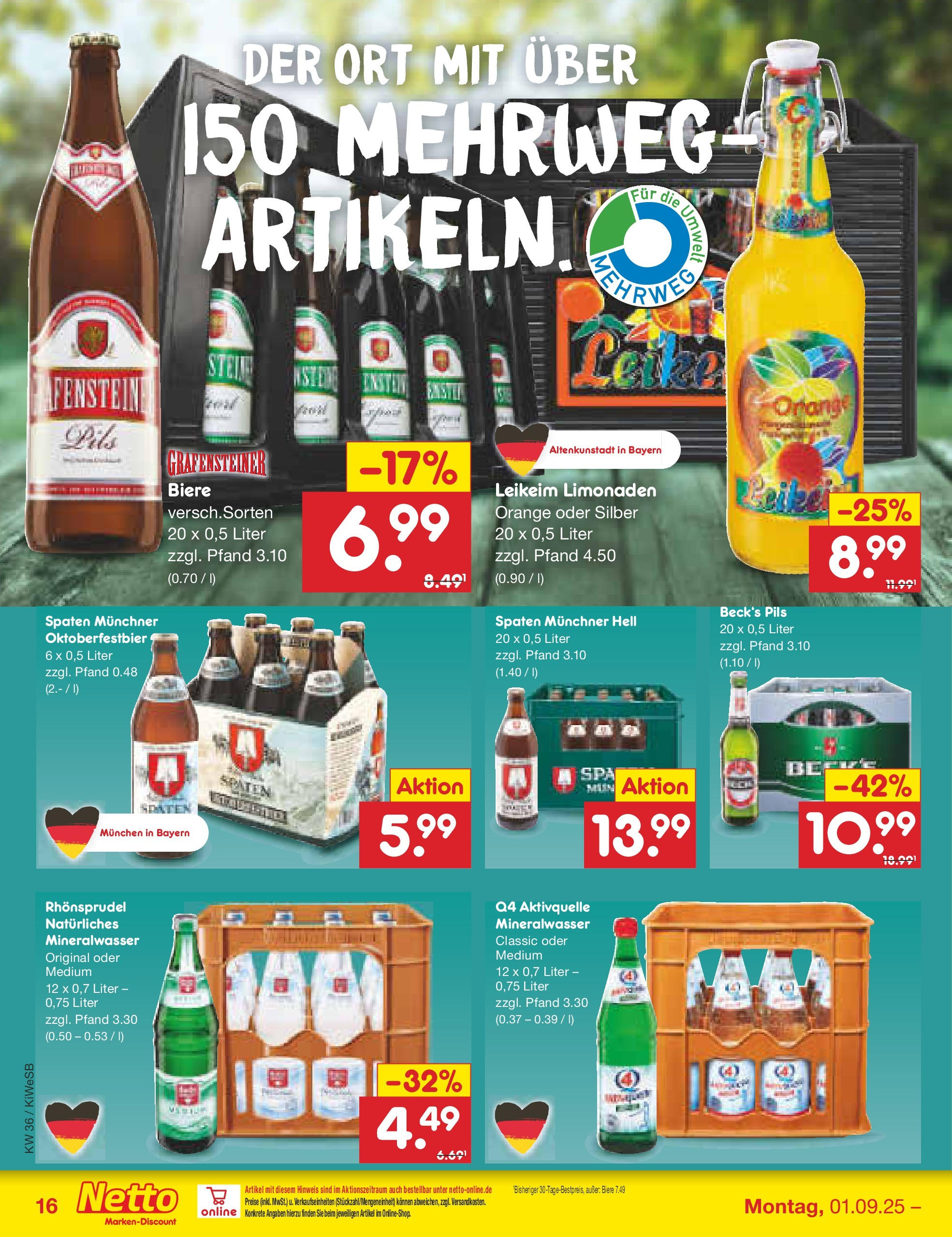 Netto Marken-Discount prospekt Bad Friedrichshall (ab 01.09.2025) » Angebote | Seite: 22 | Produkte: Pils, Mineralwasser, Rhonsprudel Netto Marken-Discount prospekt Bad Friedrichshall (ab 01.09.2025) » Angebote | Seite: 22 | Produkte: Pils, Mineralwasser, Rhonsprudel