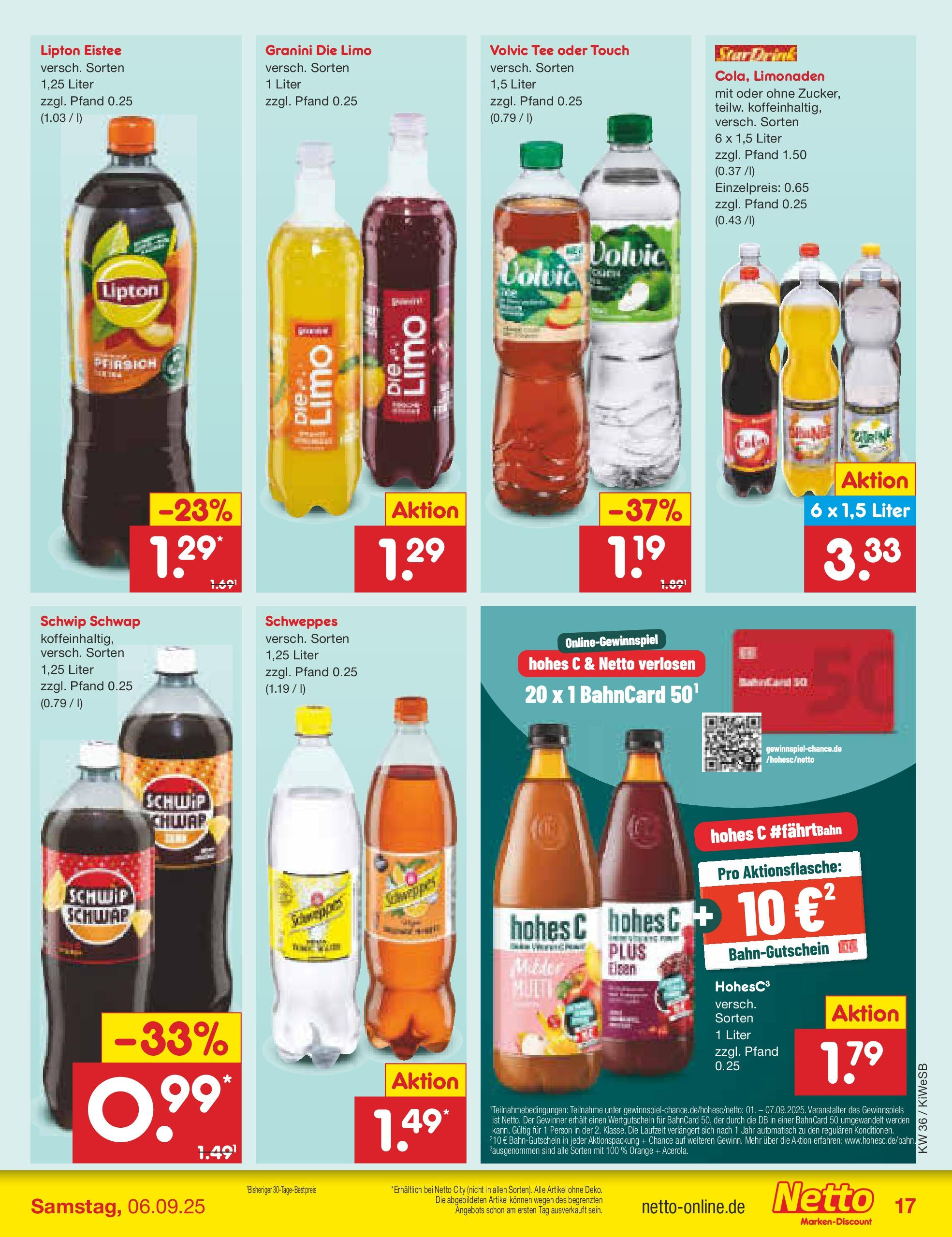 Netto Marken-Discount prospekt Bad Friedrichshall (ab 01.09.2025) » Angebote | Seite: 23 | Produkte: Volvic tee, Schweppes, Granini, Volvic Netto Marken-Discount prospekt Bad Friedrichshall (ab 01.09.2025) » Angebote | Seite: 23 | Produkte: Volvic tee, Schweppes, Granini, Volvic