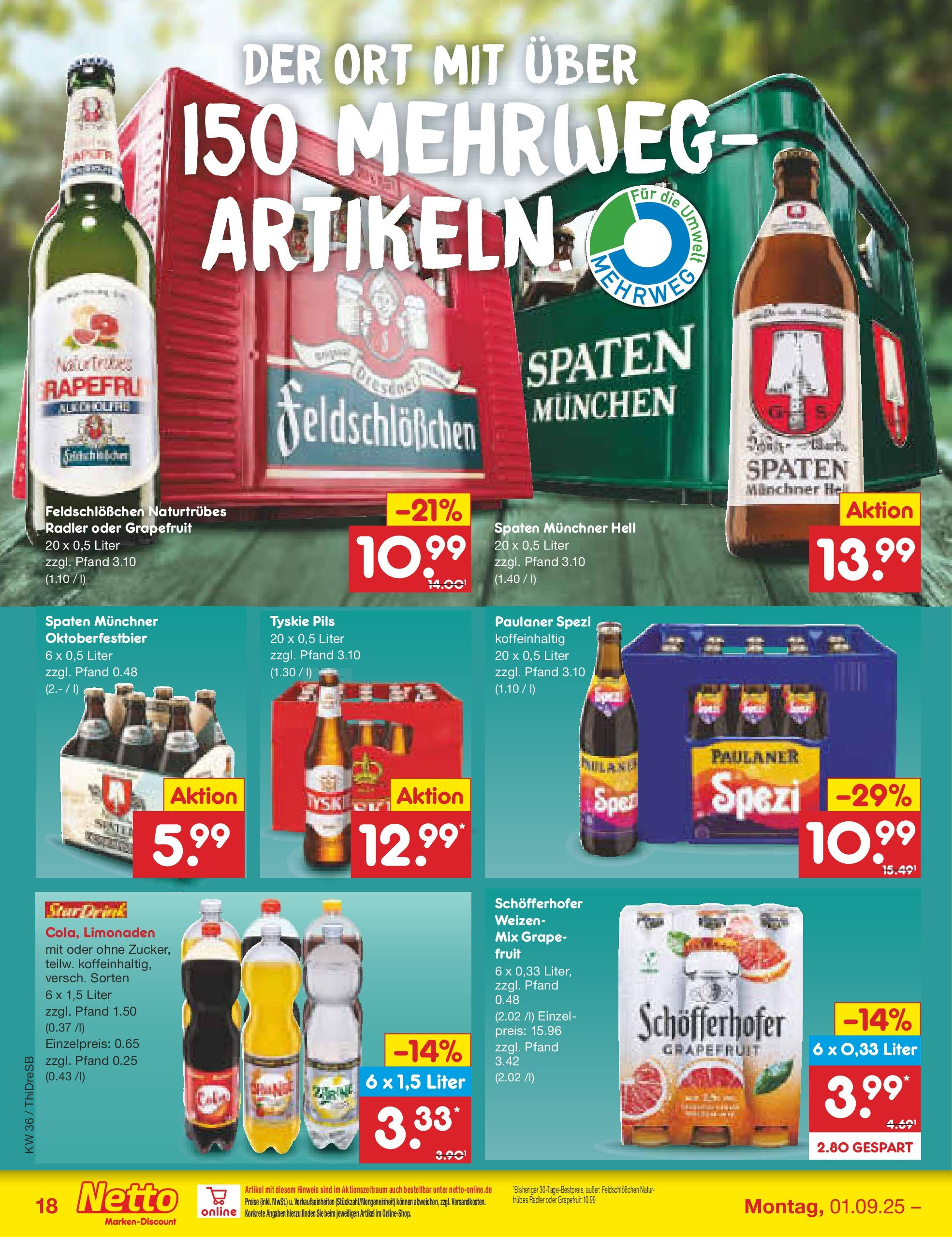 Netto Marken-Discount prospekt Dresden	 (ab 01.09.2025) » Angebote | Seite: 24 | Produkte: Tyskie, Grapefruit, Radler, Paulaner