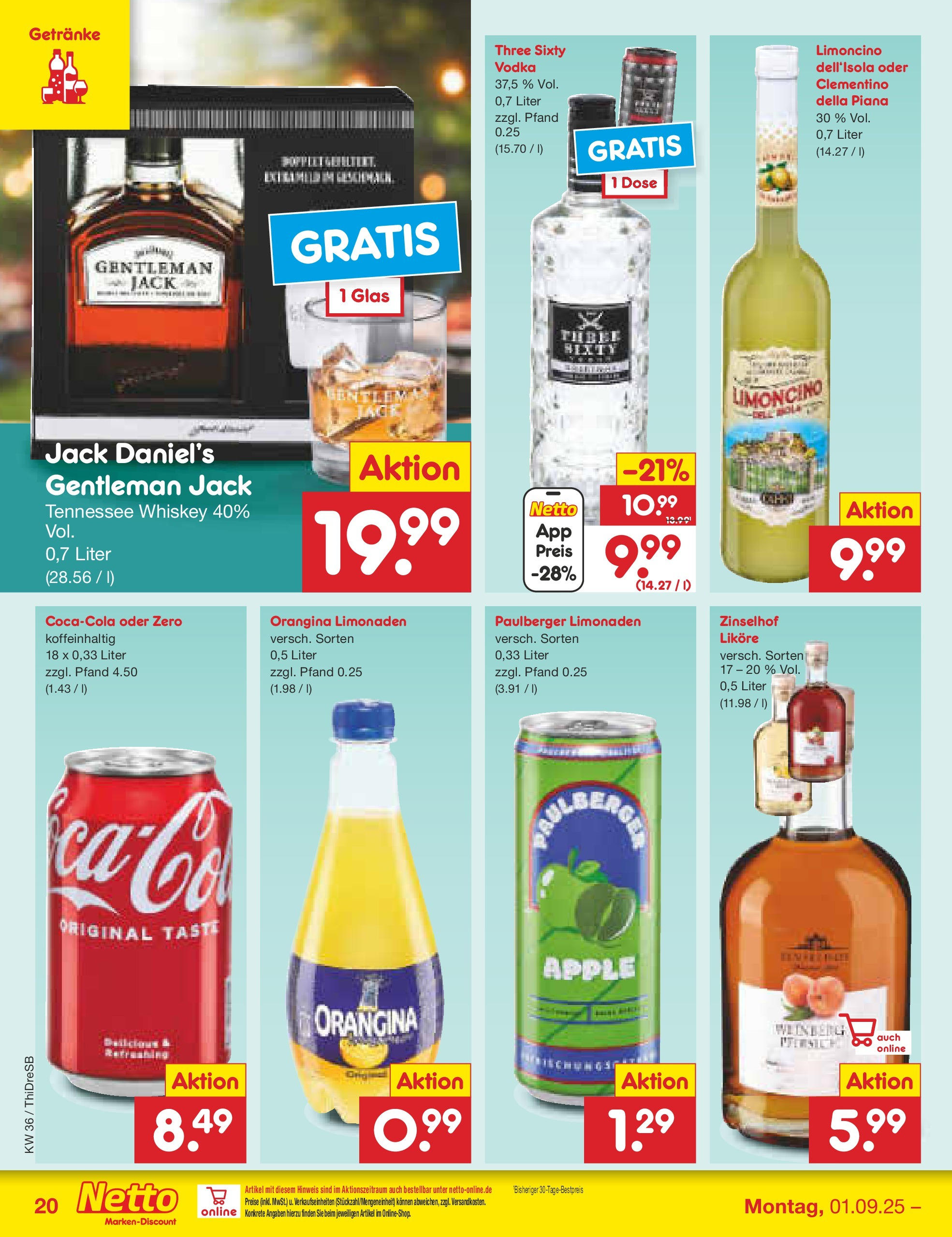 Netto Marken-Discount prospekt Dresden	 (ab 01.09.2025) » Angebote | Seite: 26 | Produkte: Jack Daniel's, Apple, Vodka, Whiskey