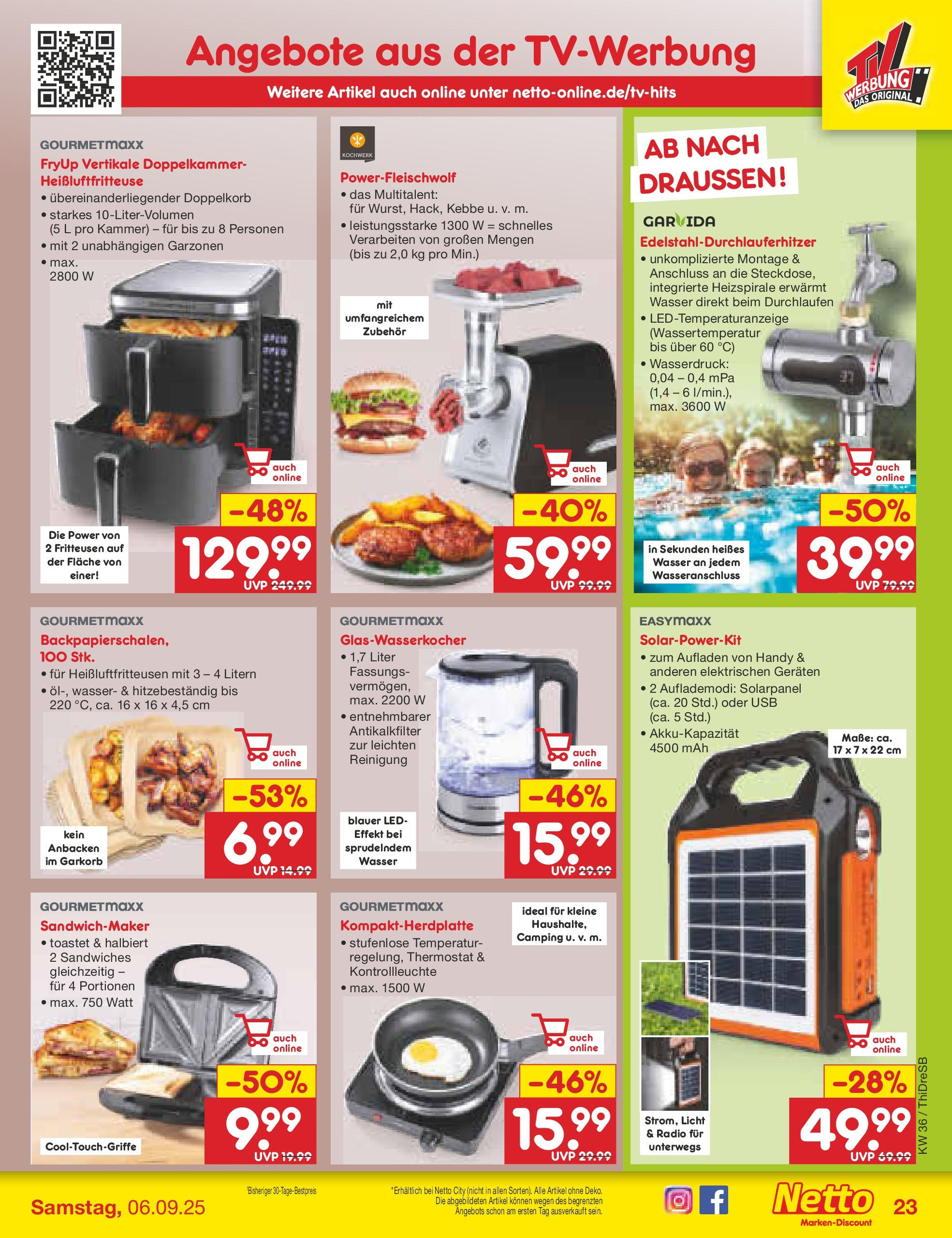 Netto Marken-Discount prospekt Dresden	 (ab 01.09.2025) » Angebote | Seite: 33 | Produkte: USB, Wasser, Heißluftfritteuse, Radio