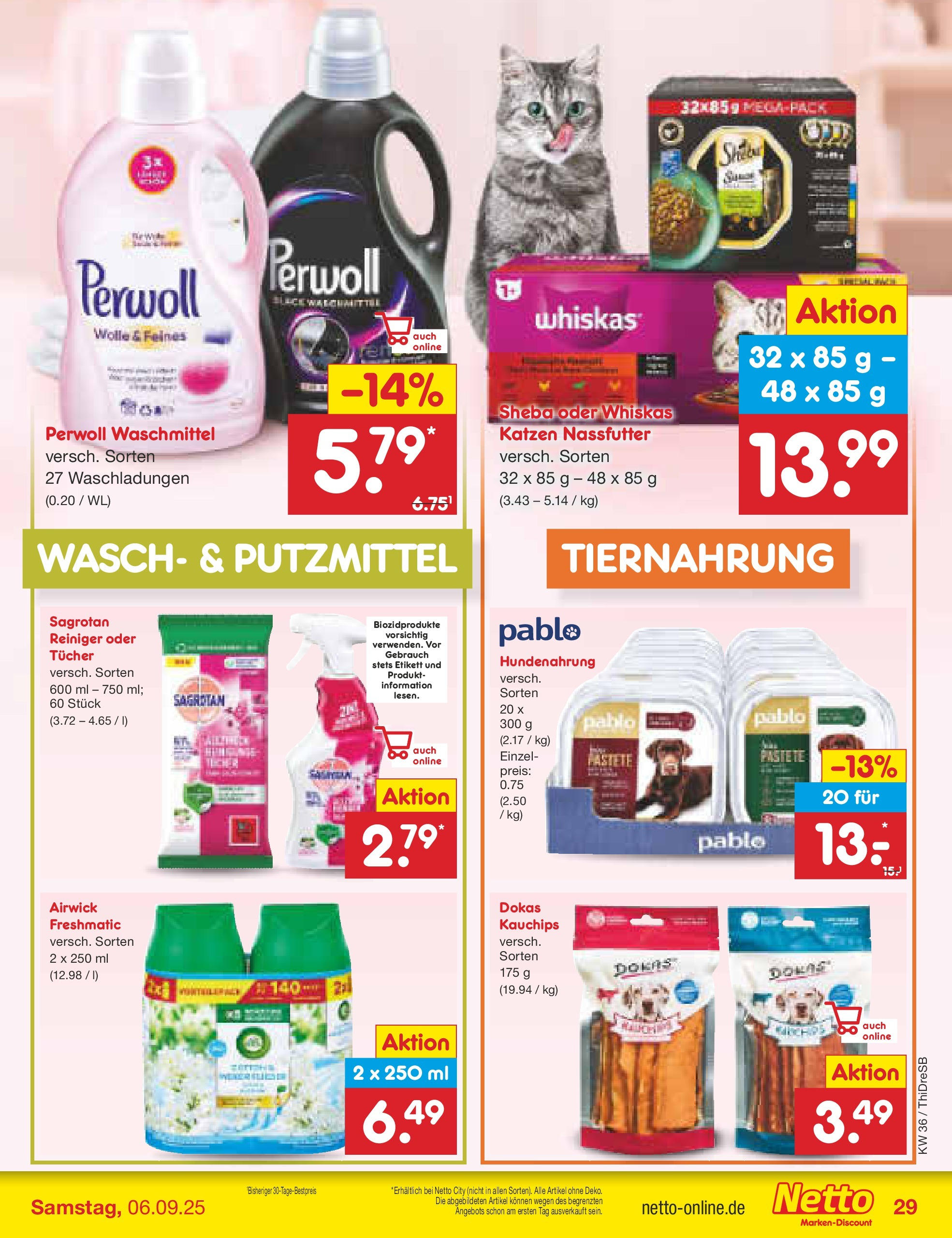 Netto Marken-Discount prospekt Dresden	 (ab 01.09.2025) » Angebote | Seite: 41 | Produkte: Sheba, Perwoll, Waschmittel, Whiskas