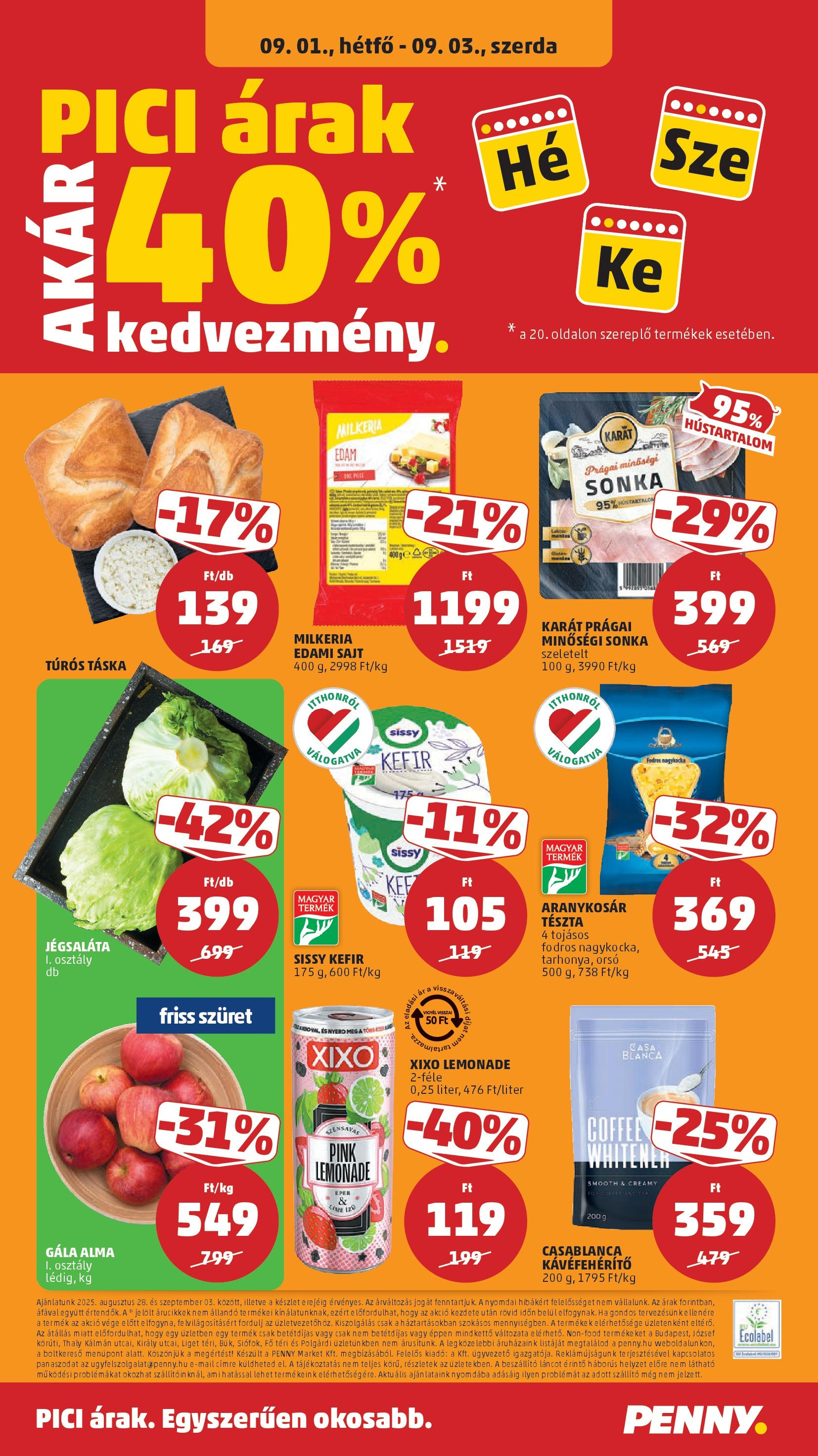 PENNY - Pennymarket újság érvényessége -2025.09.03-ig: 2025.08.27.-tól lapozható | Oldal: 20 | Termékek: Jégsaláta, Kefir, Sonka, Eper PENNY - Pennymarket újság érvényessége -2025.09.03-ig: 2025.08.27.-tól lapozható | Oldal: 20 | Termékek: Jégsaláta, Kefir, Sonka, Eper