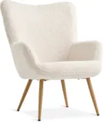 JYSK JYSK Кресло HUNDESTED светлокремав плюш/цвят натурален дъб