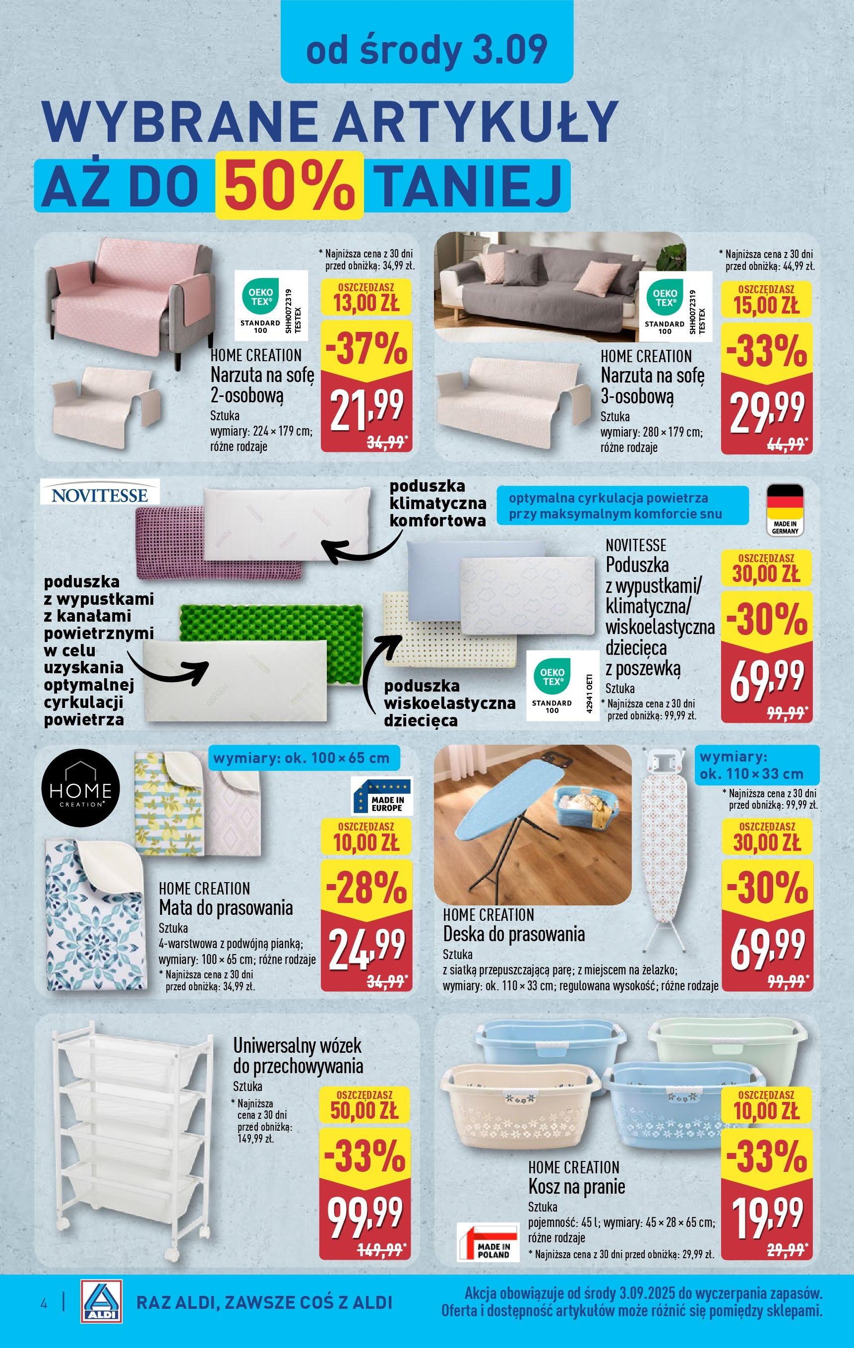 Aldi Gazetka - Hity od Środy i od Soboty od 03.09.2025 | Nowa PDF gazetka | Strona: 4 | Produkty: Kosz, Siatka, Deska do prasowania, Kosz na pranie Aldi Gazetka - Hity od Środy i od Soboty od 03.09.2025 - Ulotka PDF, promocje | Strona: 4 | Produkty: Kosz, Siatka, Deska do prasowania, Kosz na pranie