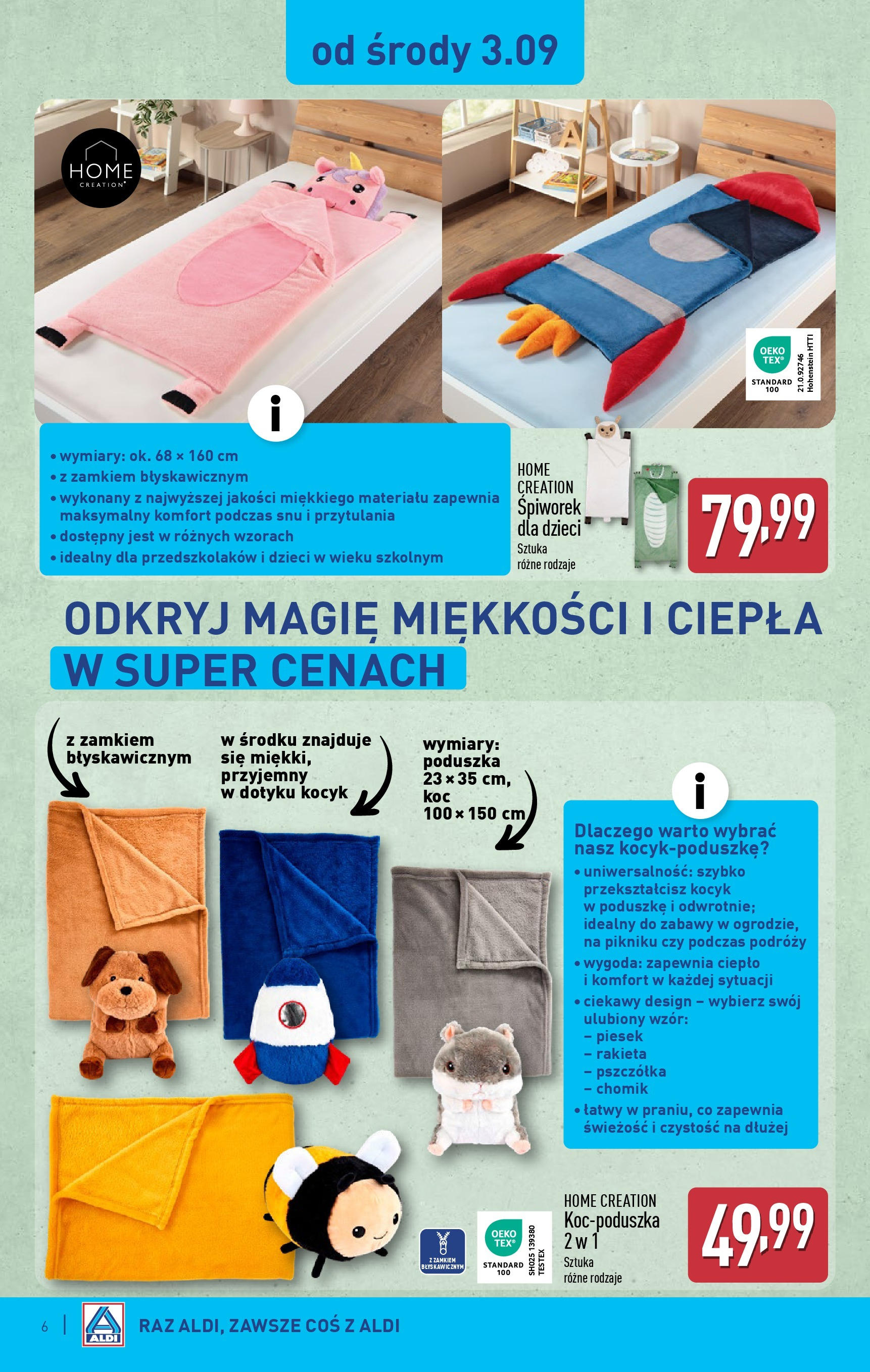 Aldi Gazetka - Hity od Środy i od Soboty od 03.09.2025 | Nowa PDF gazetka | Strona: 6 | Produkty: Poduszka Aldi Gazetka - Hity od Środy i od Soboty od 03.09.2025 - Ulotka PDF, promocje | Strona: 6 | Produkty: Poduszka