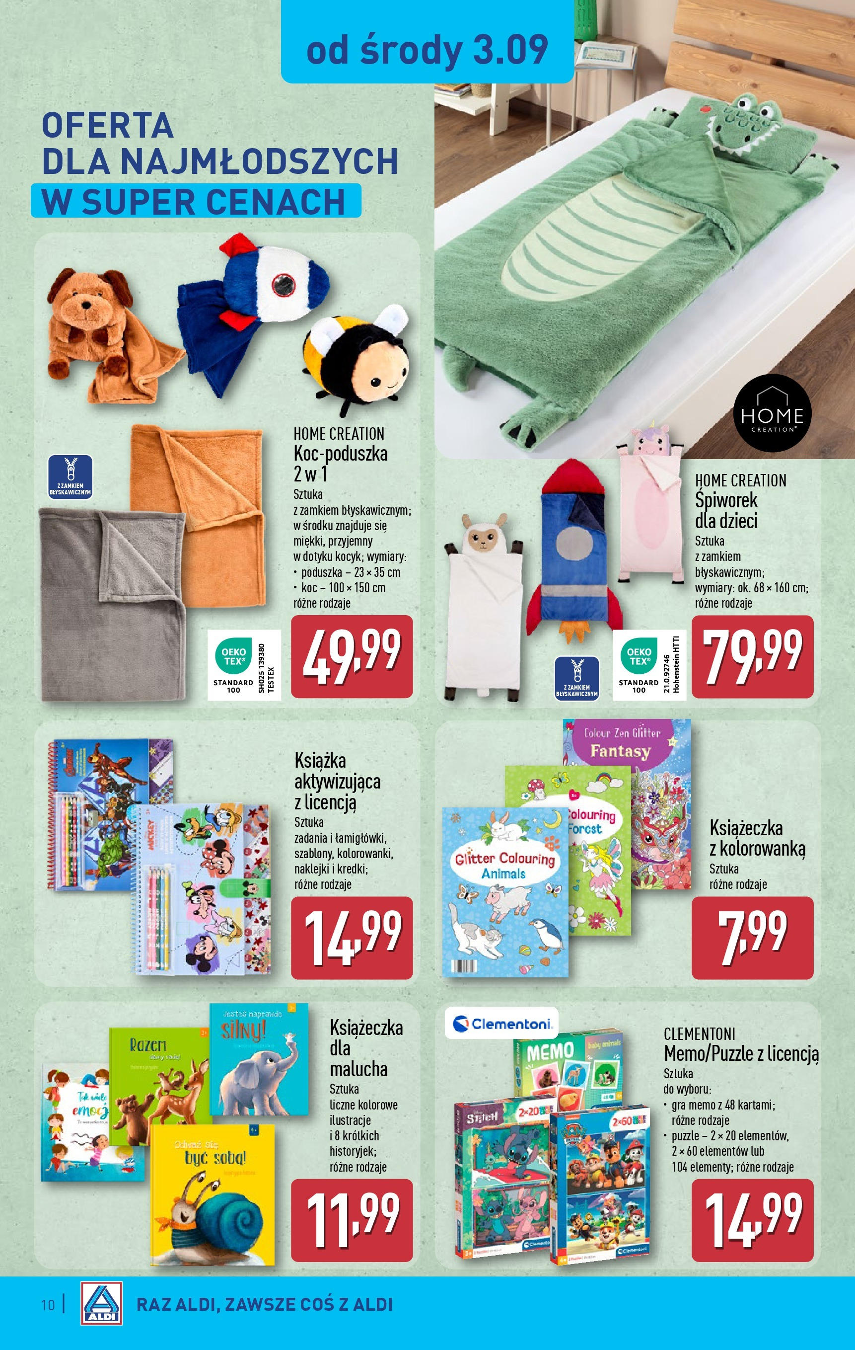 Aldi Gazetka - Hity od Środy i od Soboty od 03.09.2025 | Nowa PDF gazetka | Strona: 10 | Produkty: Gra, Poduszka, Koc, Naklejki Aldi Gazetka - Hity od Środy i od Soboty od 03.09.2025 - Ulotka PDF, promocje | Strona: 10 | Produkty: Gra, Poduszka, Koc, Naklejki