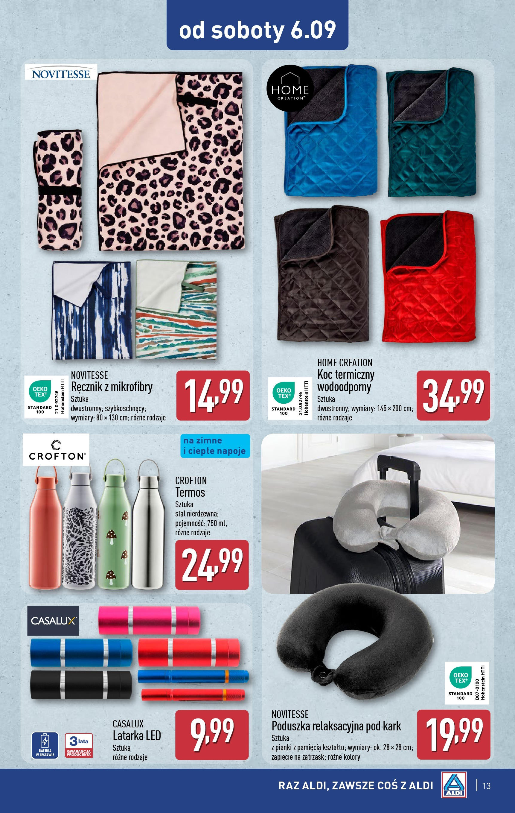 Aldi Gazetka - Hity od Środy i od Soboty od 03.09.2025 | Nowa PDF gazetka | Strona: 13 | Produkty: Napoje, Poduszka, Koc, Pianki Aldi Gazetka - Hity od Środy i od Soboty od 03.09.2025 - Ulotka PDF, promocje | Strona: 13 | Produkty: Napoje, Poduszka, Koc, Pianki