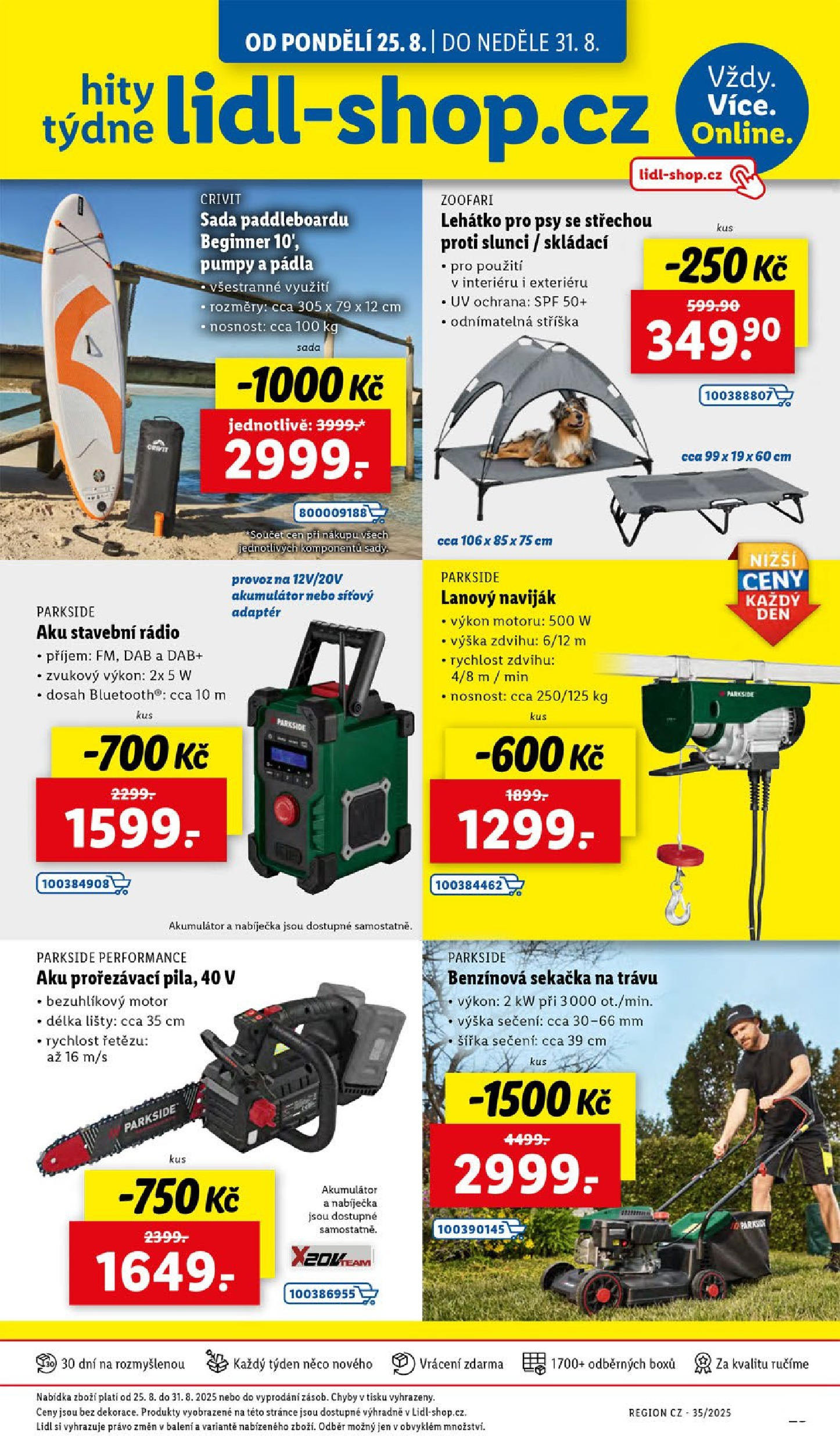 LIDL leták | 25.08.2025 | Akční leták příští týden | Strana: 11 | Produkty: Stavební rádio, Naviják, Sekačka, Lehátko Lidl leták od 25.08.2025 - Nový akční leták | Strana: 11 | Produkty: Stavební rádio, Naviják, Sekačka, Lehátko