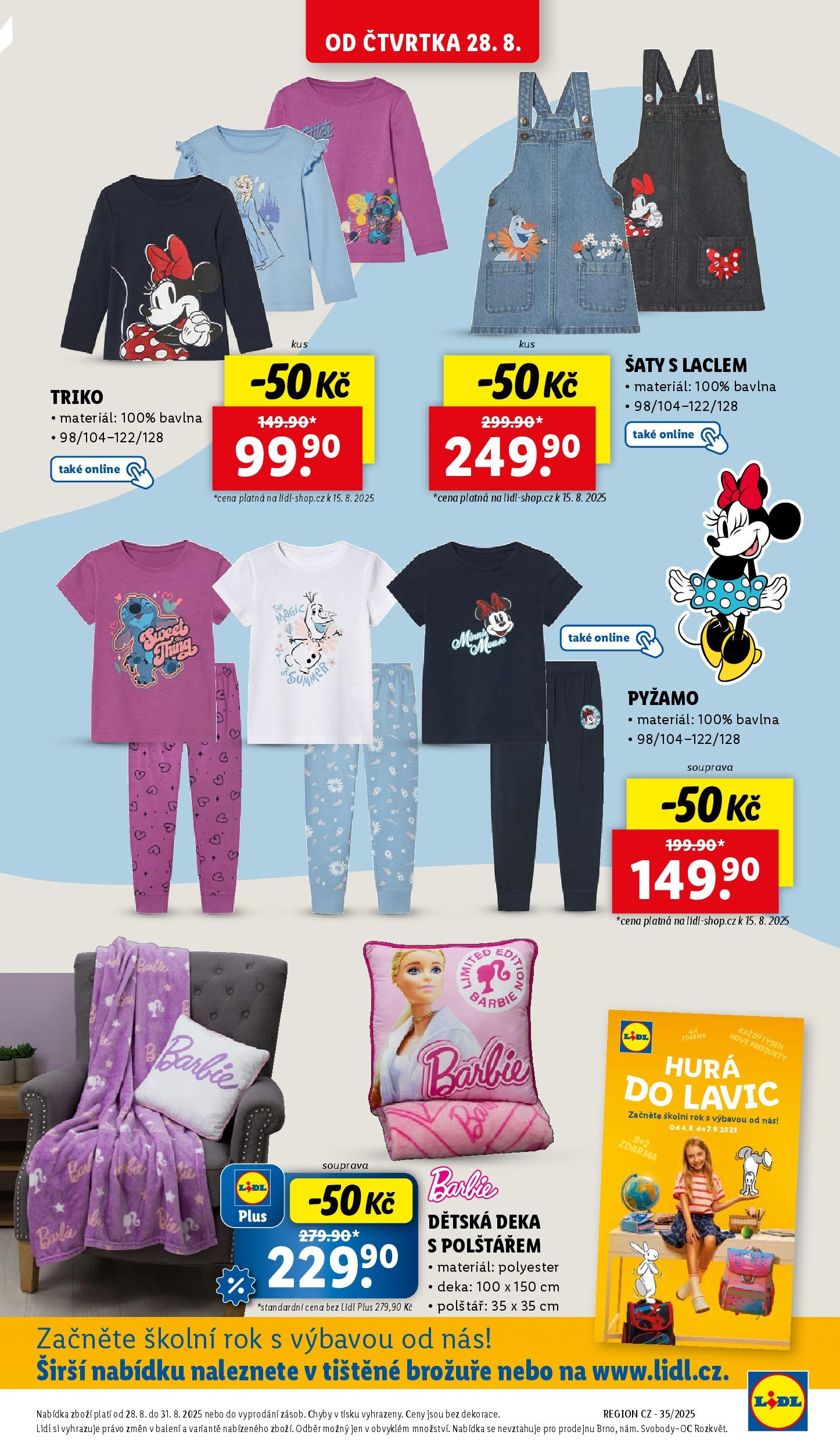 LIDL leták | 25.08.2025 | Akční leták příští týden | Strana: 35 | Produkty: Šaty, Deka, Polštář, Barbie Lidl leták od 25.08.2025 - Nový akční leták | Strana: 35 | Produkty: Šaty, Deka, Polštář, Barbie