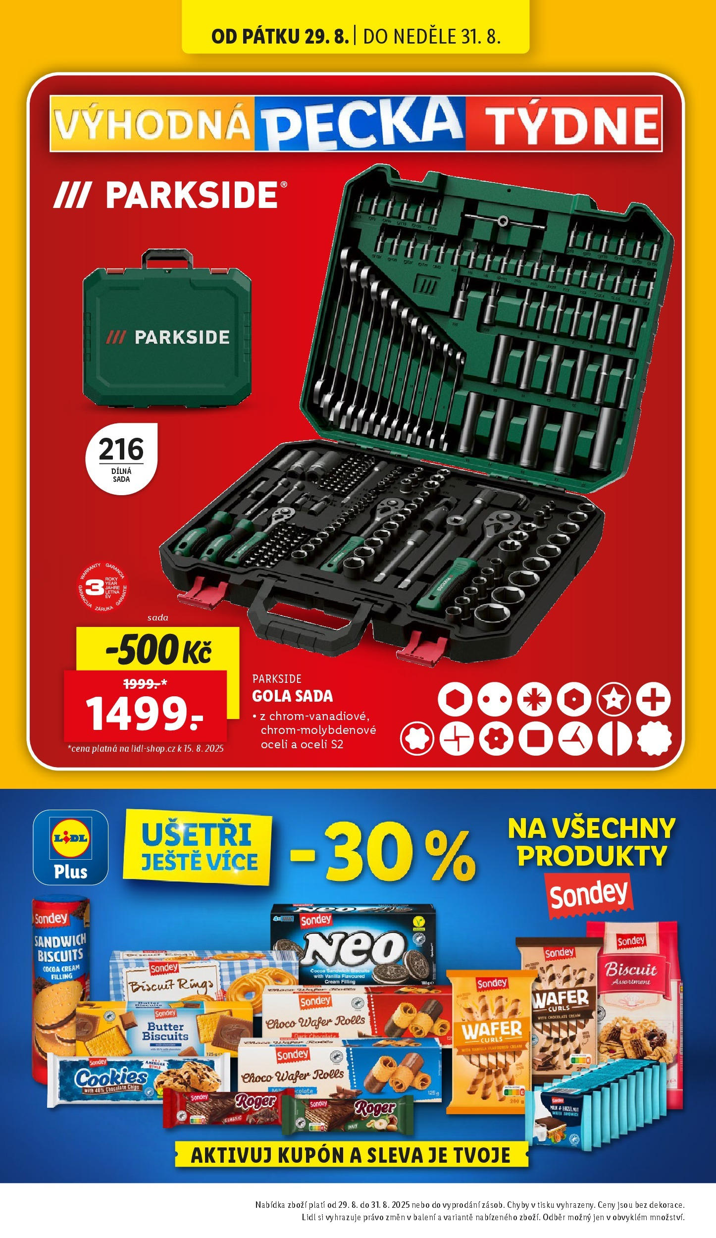 LIDL leták | 25.08.2025 | Akční leták příští týden | Strana: 40 | Produkty: Parkside, Gola sada, Cookies Lidl leták od 25.08.2025 - Nový akční leták | Strana: 40 | Produkty: Parkside, Gola sada, Cookies