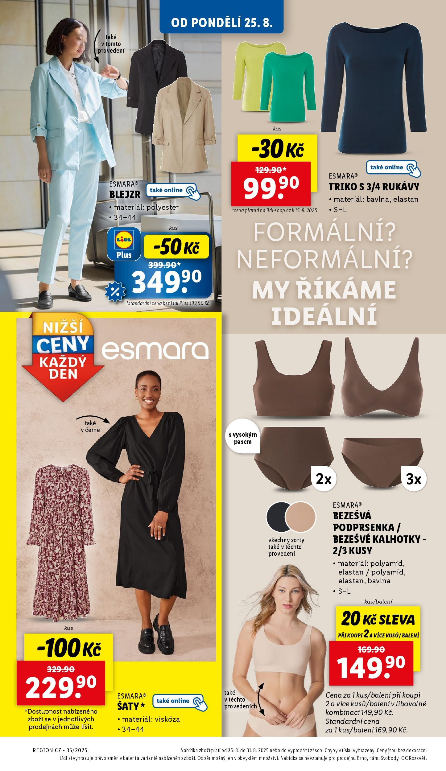 LIDL leták | 25.08.2025 | Akční leták příští týden | Strana: 8 | Produkty: Šaty, Kalhotky, Podprsenka, Bezešvé kalhotky Lidl leták od 25.08.2025 - Nový akční leták | Strana: 8 | Produkty: Šaty, Kalhotky, Podprsenka, Bezešvé kalhotky