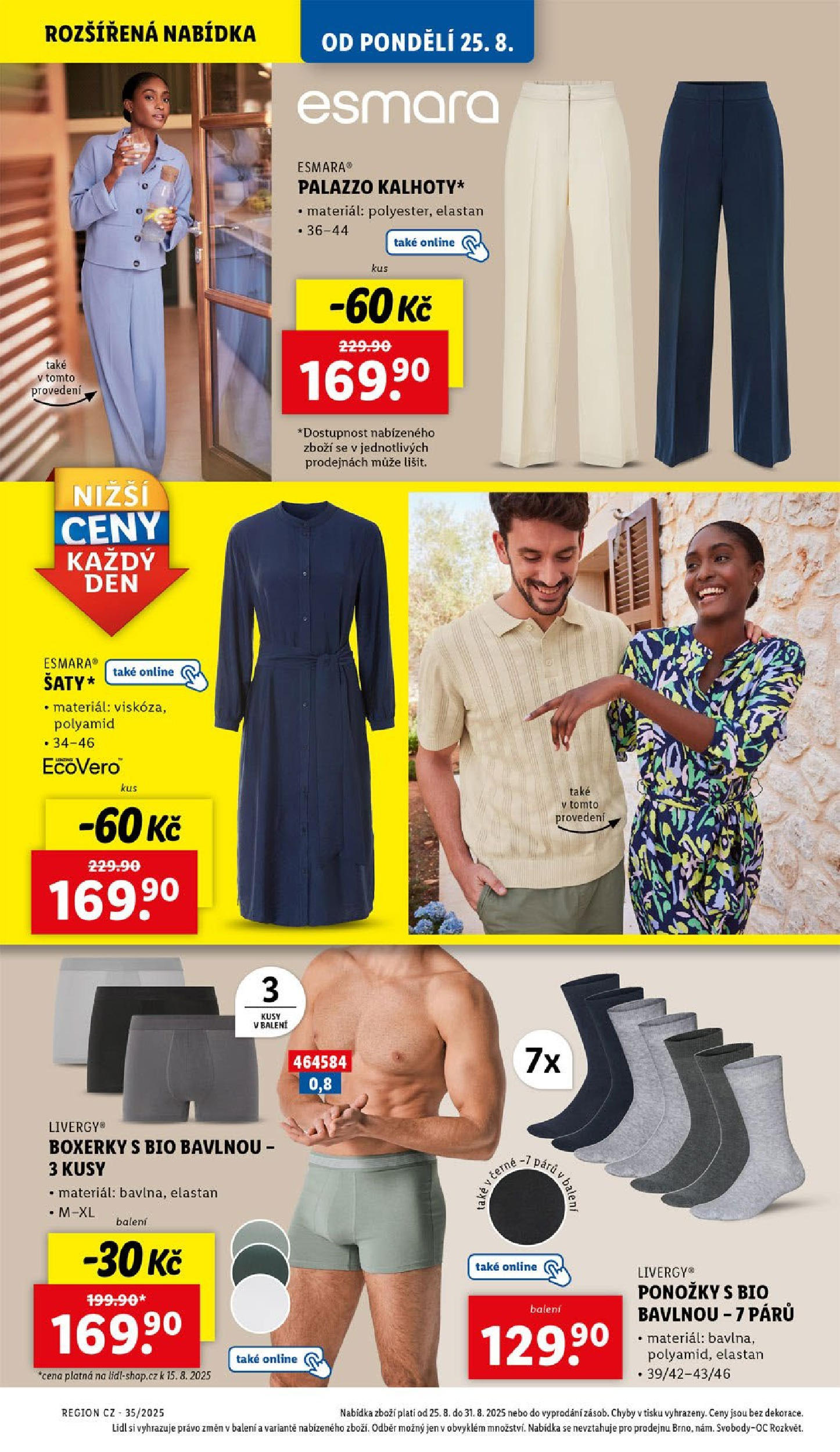 LIDL leták | 25.08.2025 | Akční leták příští týden | Strana: 10 | Produkty: Šaty, Ponožky, Boxerky, Pants Lidl leták od 25.08.2025 - Nový akční leták | Strana: 10 | Produkty: Šaty, Ponožky, Boxerky, Pants