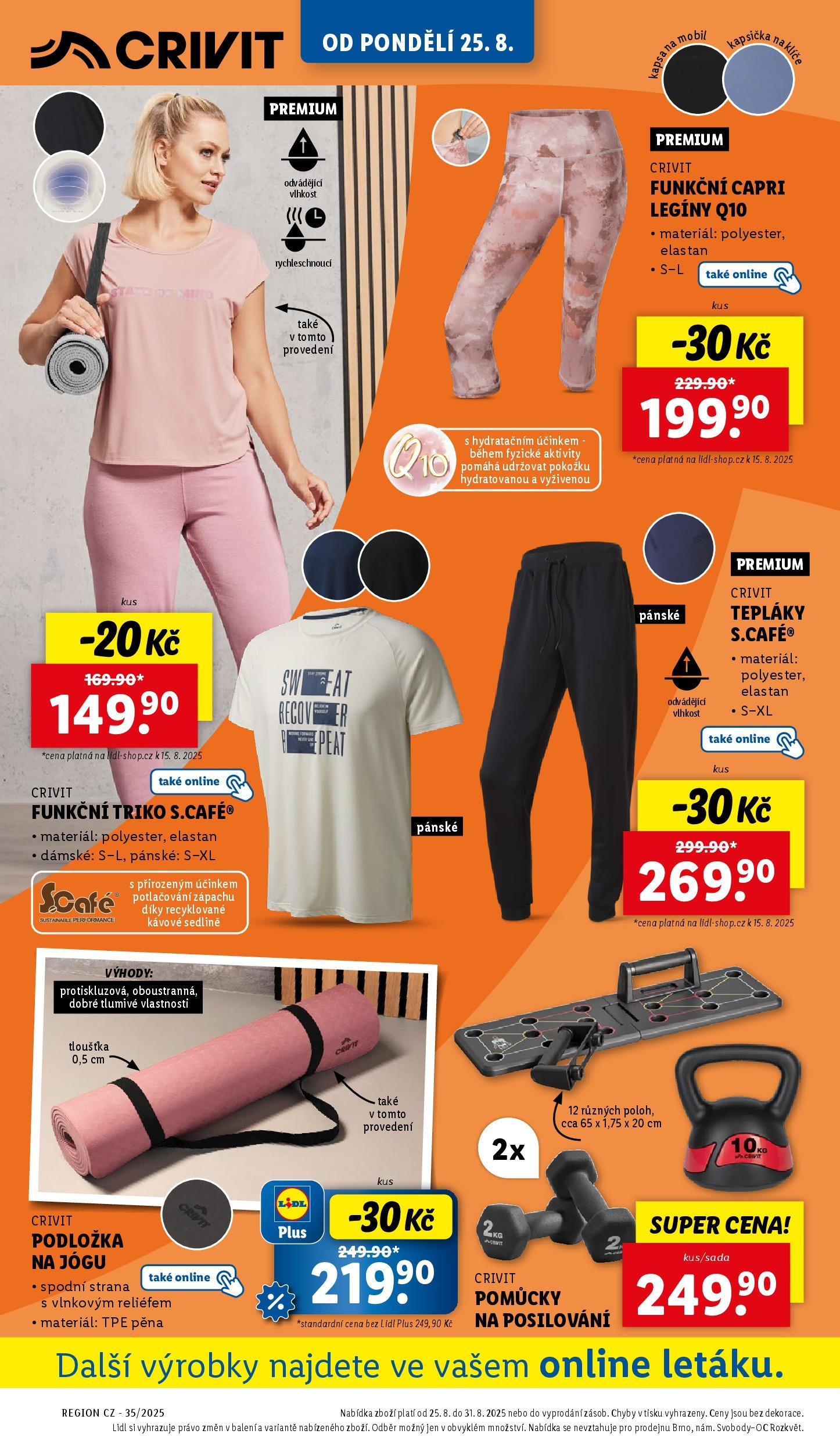 LIDL leták | 25.08.2025 | Akční leták příští týden | Strana: 18 | Produkty: Legíny, Podložka na jógu, Tepláky, Funkční triko Lidl leták od 25.08.2025 - Nový akční leták | Strana: 18 | Produkty: Legíny, Podložka na jógu, Tepláky, Funkční triko