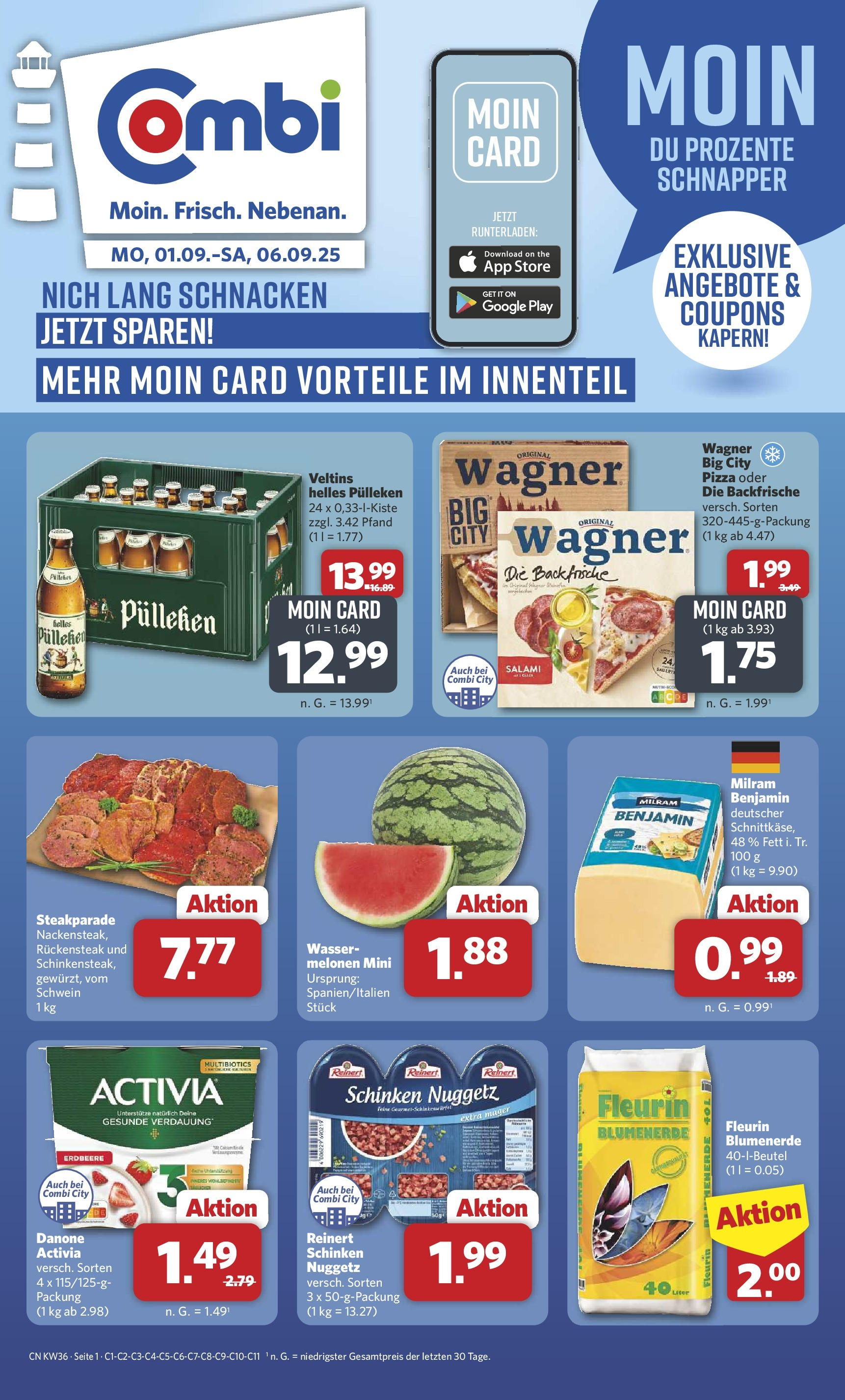 Combi Prospekt Twistringen (ab 01.09.2025) zum Blättern | Seite: 1 | Produkte: Helles pulleken, Milram, Salami, Veltins Combi Prospekt Twistringen (ab 01.09.2025) zum Blättern | Seite: 1 | Produkte: Helles pulleken, Milram, Salami, Veltins