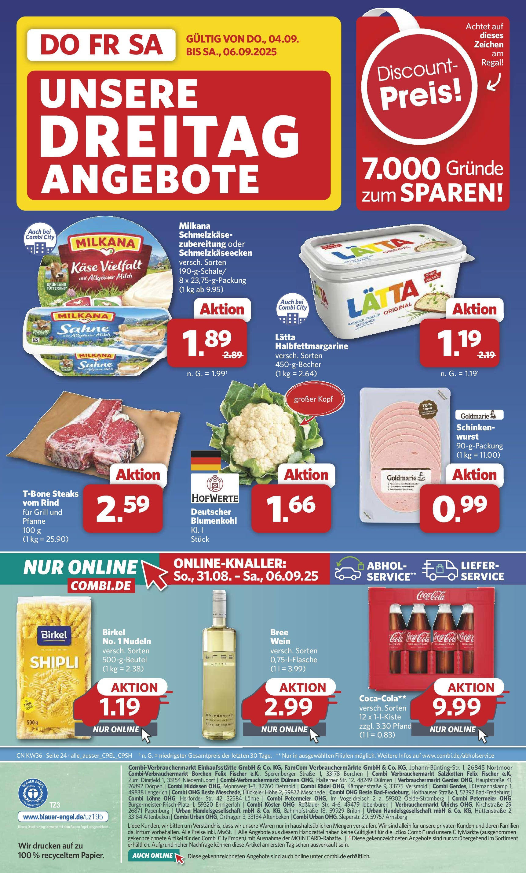Combi Prospekt Twistringen (ab 01.09.2025) zum Blättern | Seite: 34 | Produkte: Grill, Schinken, Nudeln, Sahne Combi Prospekt Twistringen (ab 01.09.2025) zum Blättern | Seite: 34 | Produkte: Grill, Schinken, Nudeln, Sahne