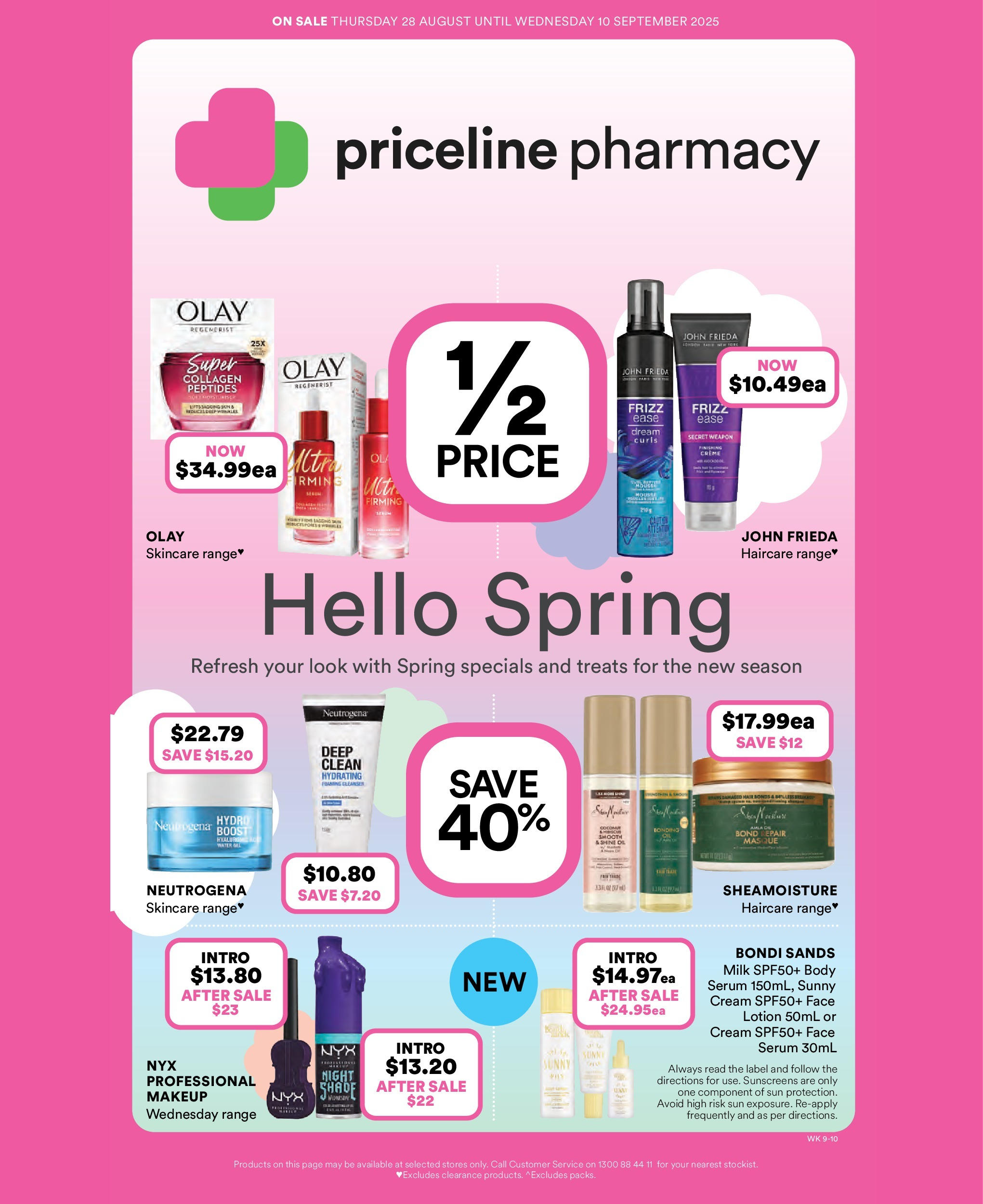 Priceline Pharmacy weekly catalogue from 27/08/2025 ?️ | Page: 1 | Products: Milk, Lotion, Makeup, Cream Priceline Pharmacy - Hello Spring - 27/08/2025 > weekly / monthly specials | Page: 1 | Products: Milk, Lotion, Makeup, Cream