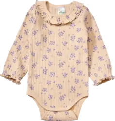 ALANA Body Langarm mit Blumen-Muster & Ajour-Struktur, beige, Gr. 86/92