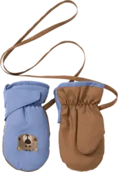 PUSBLU Fäustlinge mit Bären-Motiv, blau & braun, Gr. 1