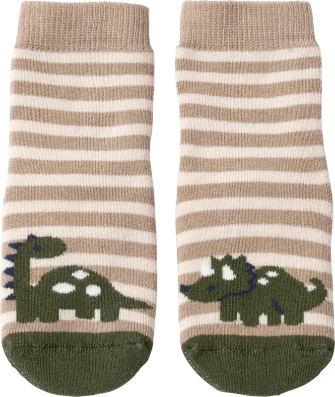 ALANA Stoppersocken mit Dino-Motiv, braun, Gr. 23/24