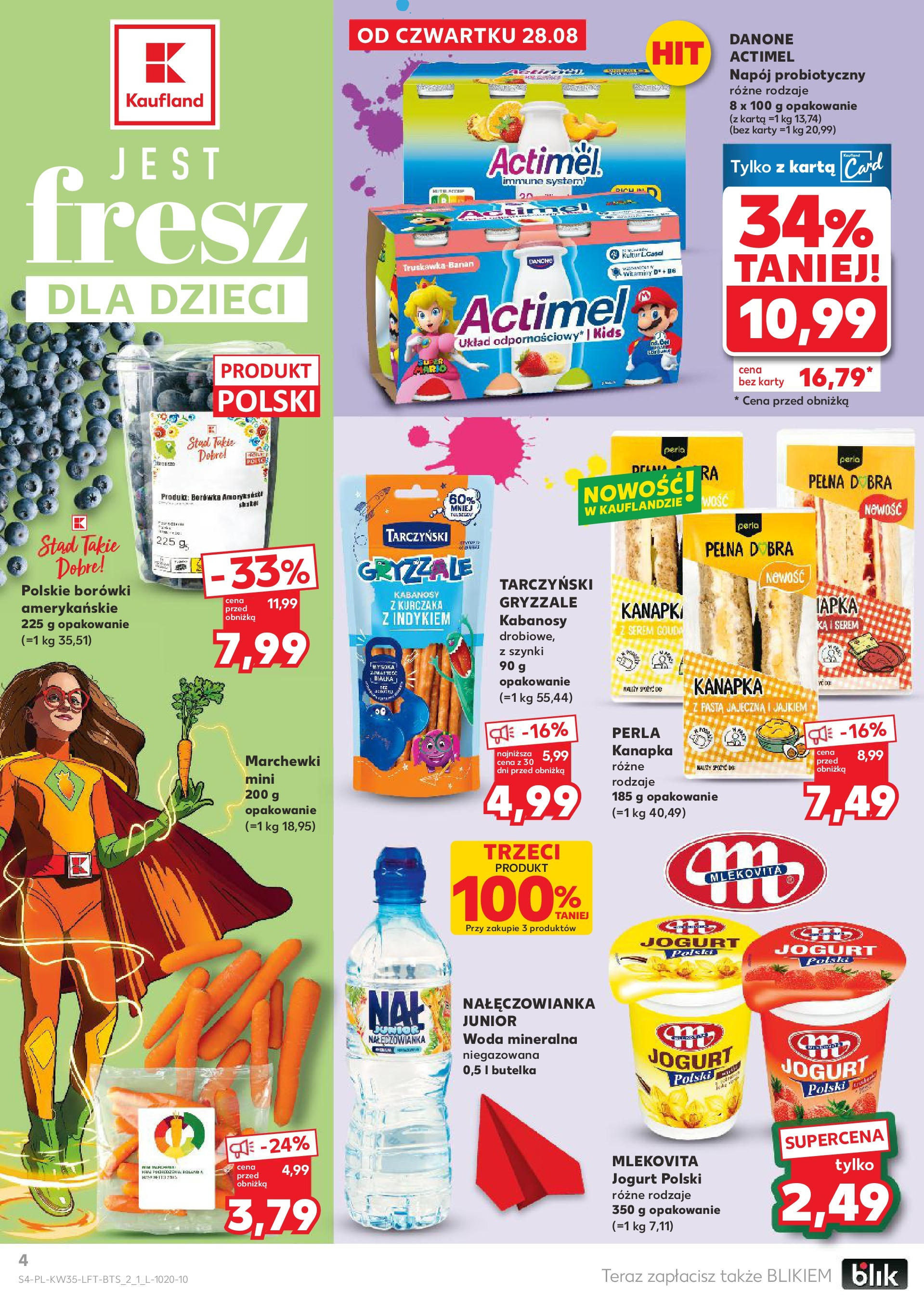 Kaufland gazetka (28.08.2025) - od jutra | Strona: 4 | Produkty: Karta, Kabanosy, Banan, Woda Kaufland gazetka od 28.08.2025 - od jutra PDF | Strona: 4 | Produkty: Karta, Kabanosy, Banan, Woda