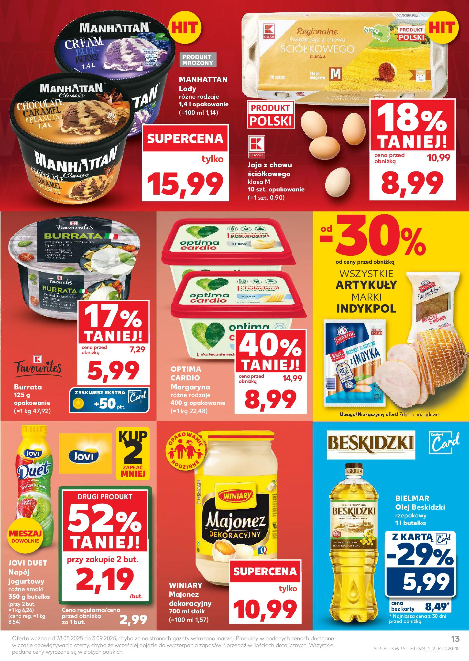 Kaufland gazetka (28.08.2025) - od jutra | Strona: 13 | Produkty: Karta, Optima cardio, Olej, Majonez Kaufland gazetka od 28.08.2025 - od jutra PDF | Strona: 13 | Produkty: Karta, Optima cardio, Olej, Majonez