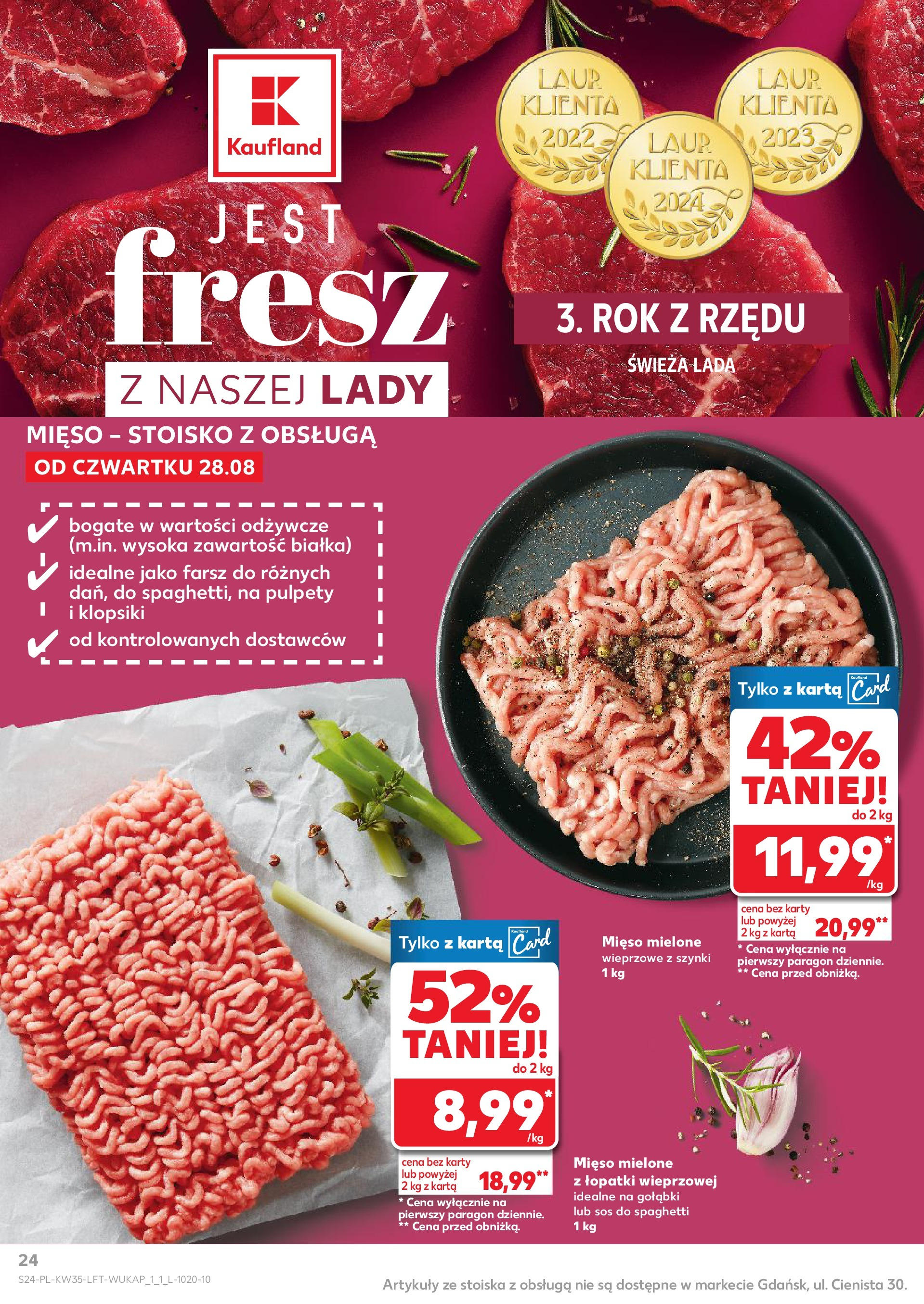 Kaufland gazetka (28.08.2025) - od jutra | Strona: 24 | Produkty: Mięso, Mięso mielone, Klopsiki, Sos Kaufland gazetka od 28.08.2025 - od jutra PDF | Strona: 24 | Produkty: Mięso, Mięso mielone, Klopsiki, Sos