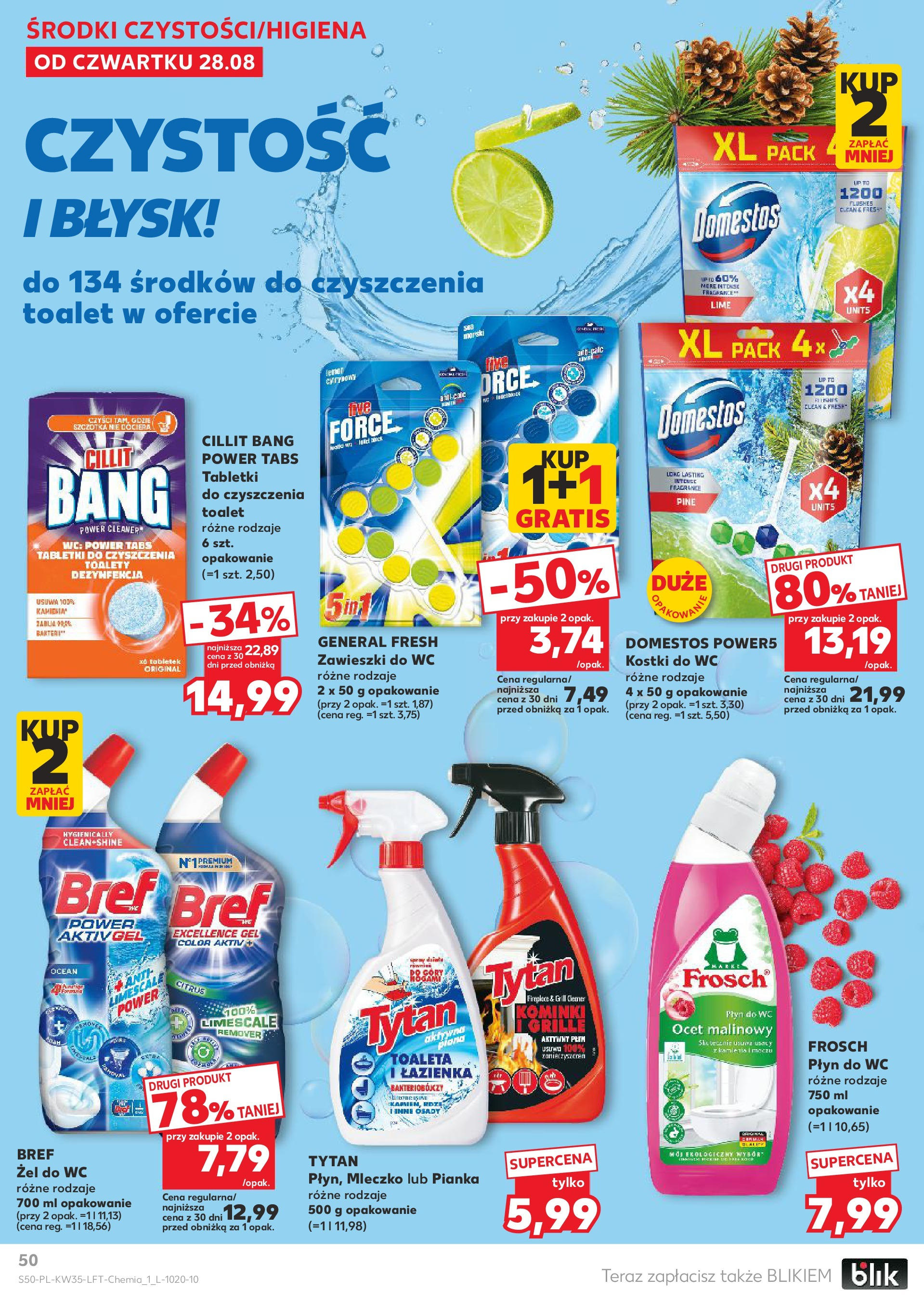 Kaufland gazetka (28.08.2025) - od jutra | Strona: 50 | Produkty: Kostki do wc, Ocet, Cleaner, Domestos Kaufland gazetka od 28.08.2025 - od jutra PDF | Strona: 50 | Produkty: Kostki do wc, Ocet, Cleaner, Domestos