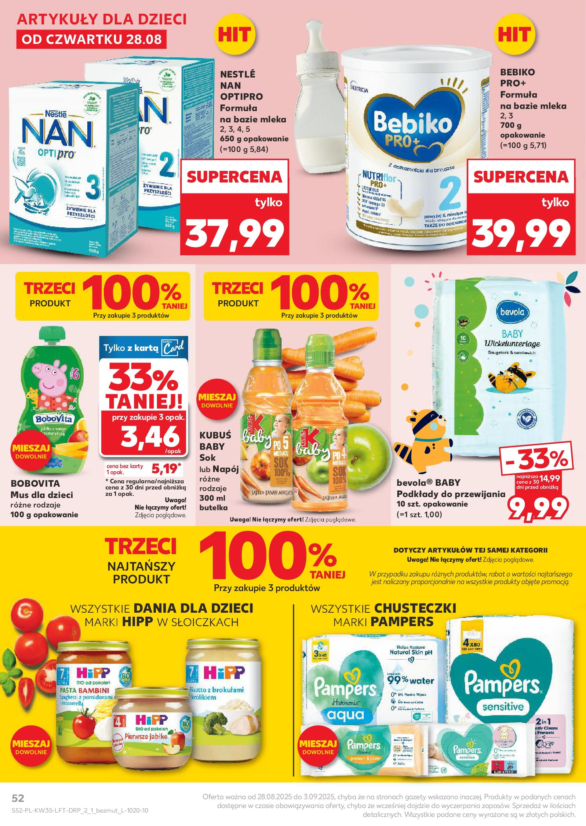 Kaufland gazetka (28.08.2025) - od jutra | Strona: 52 | Produkty: Karta, Mleka, Pampers, Banan Kaufland gazetka od 28.08.2025 - od jutra PDF | Strona: 52 | Produkty: Karta, Mleka, Pampers, Banan