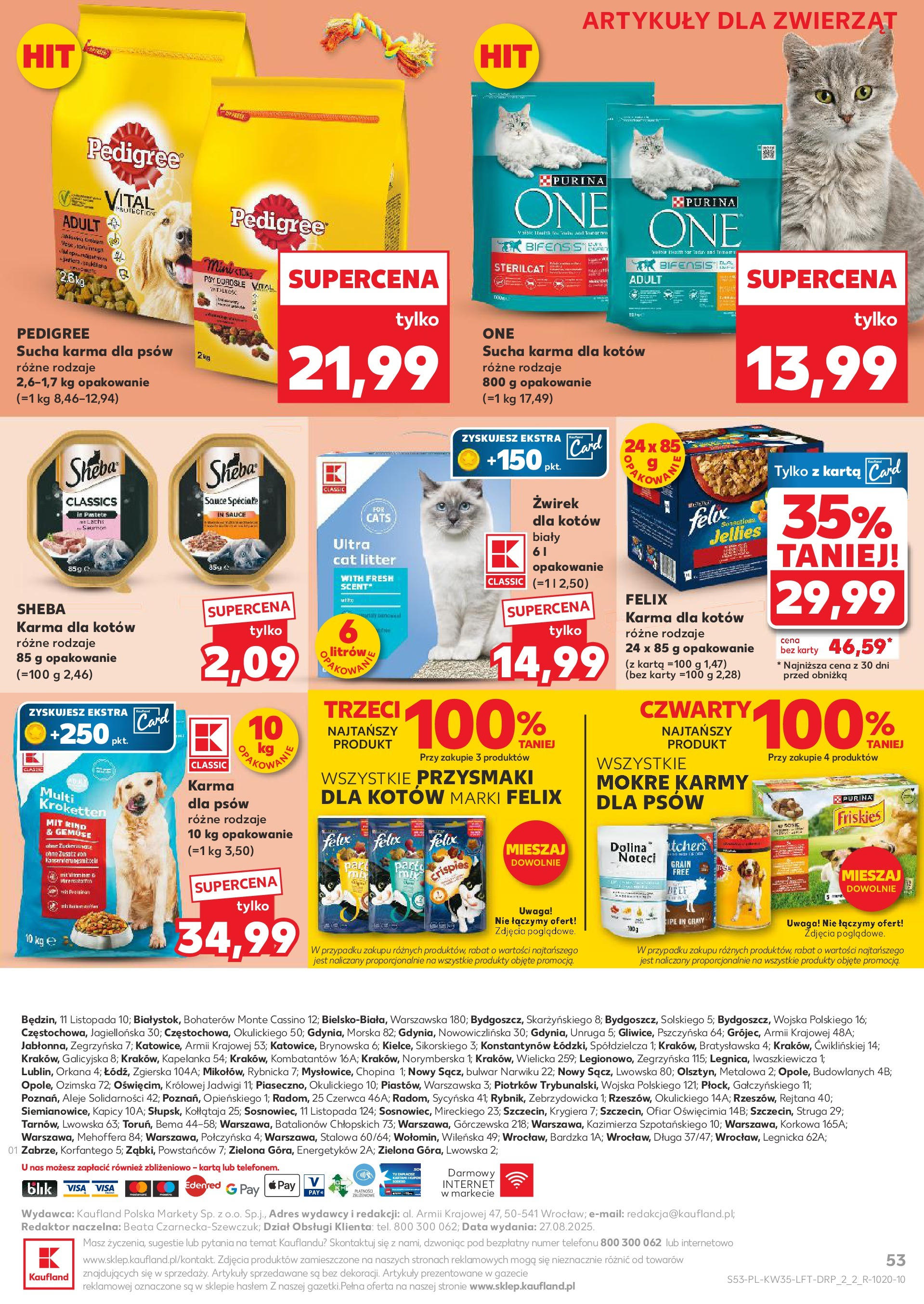 Kaufland gazetka (28.08.2025) - od jutra | Strona: 53 | Produkty: Karta, Pedigree, Karma dla kotów, Karma dla psów Kaufland gazetka od 28.08.2025 - od jutra PDF | Strona: 53 | Produkty: Karta, Pedigree, Karma dla kotów, Karma dla psów