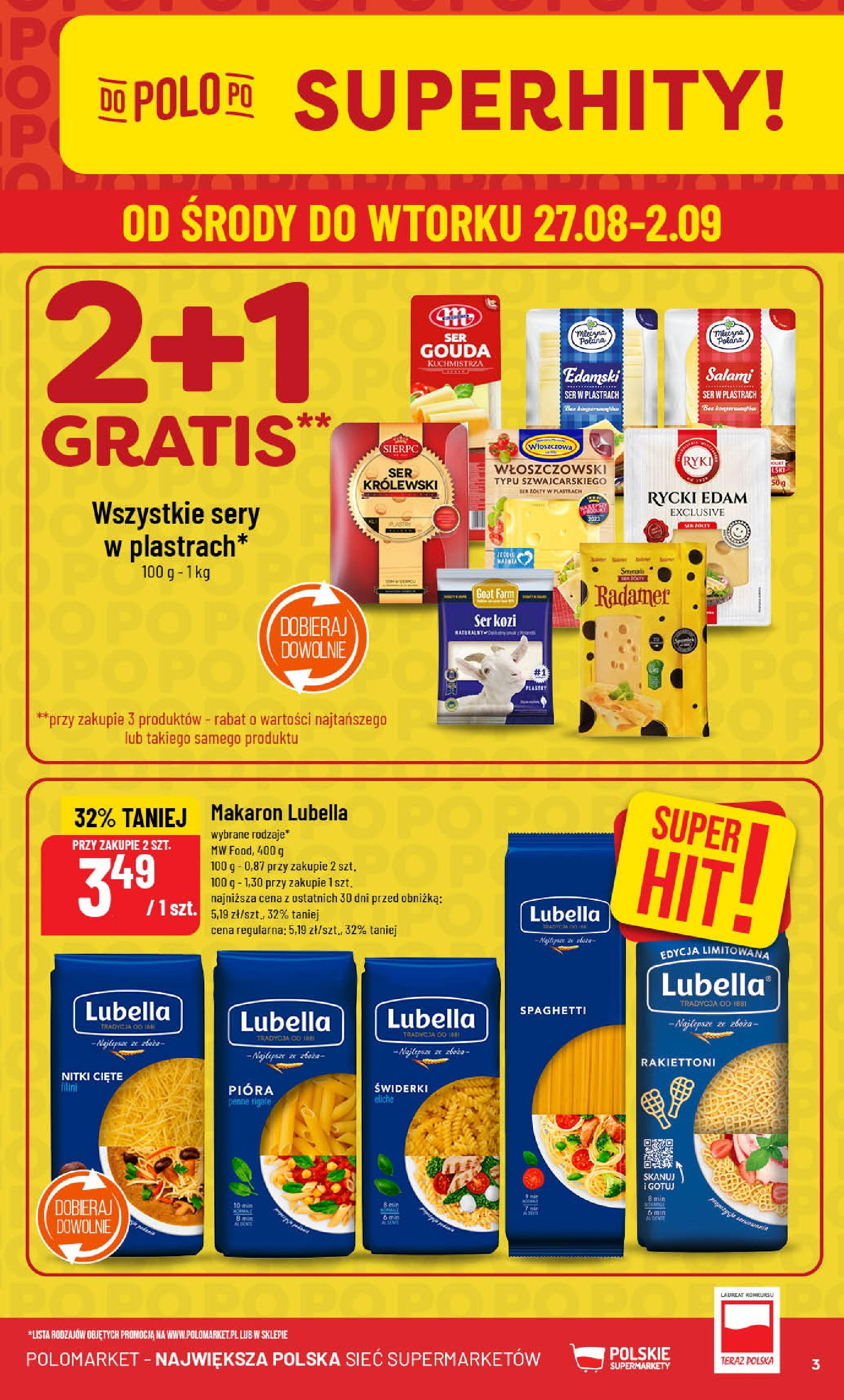 POLOmarket gazetka od jutra (27.08.2025) | Nowa PDF | Strona: 3 | Produkty: Penne, Ser, Salami, Makaron POLOmarket gazetka od jutra (27.08.2025) - Nowa PDF | Strona: 3 | Produkty: Penne, Ser, Salami, Makaron