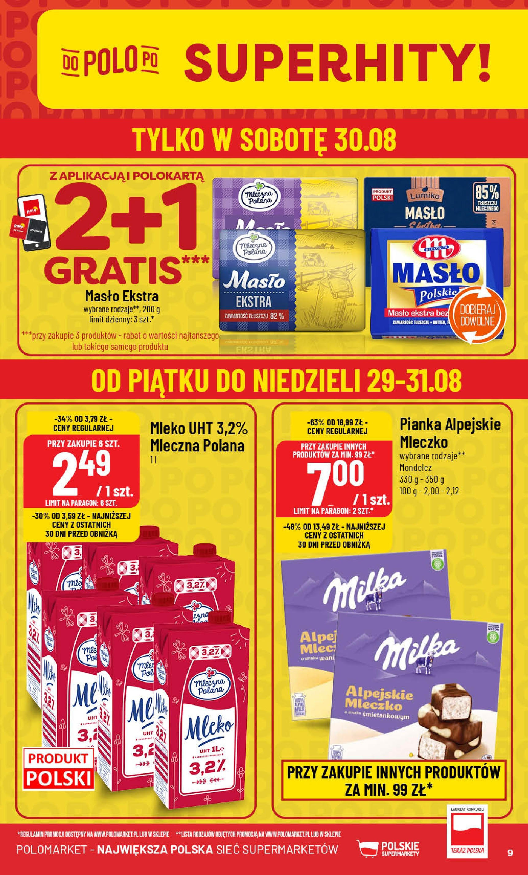 POLOmarket gazetka od jutra (27.08.2025) | Nowa PDF | Strona: 9 | Produkty: Milka, Mleko, Masło POLOmarket gazetka od jutra (27.08.2025) - Nowa PDF | Strona: 9 | Produkty: Milka, Mleko, Masło