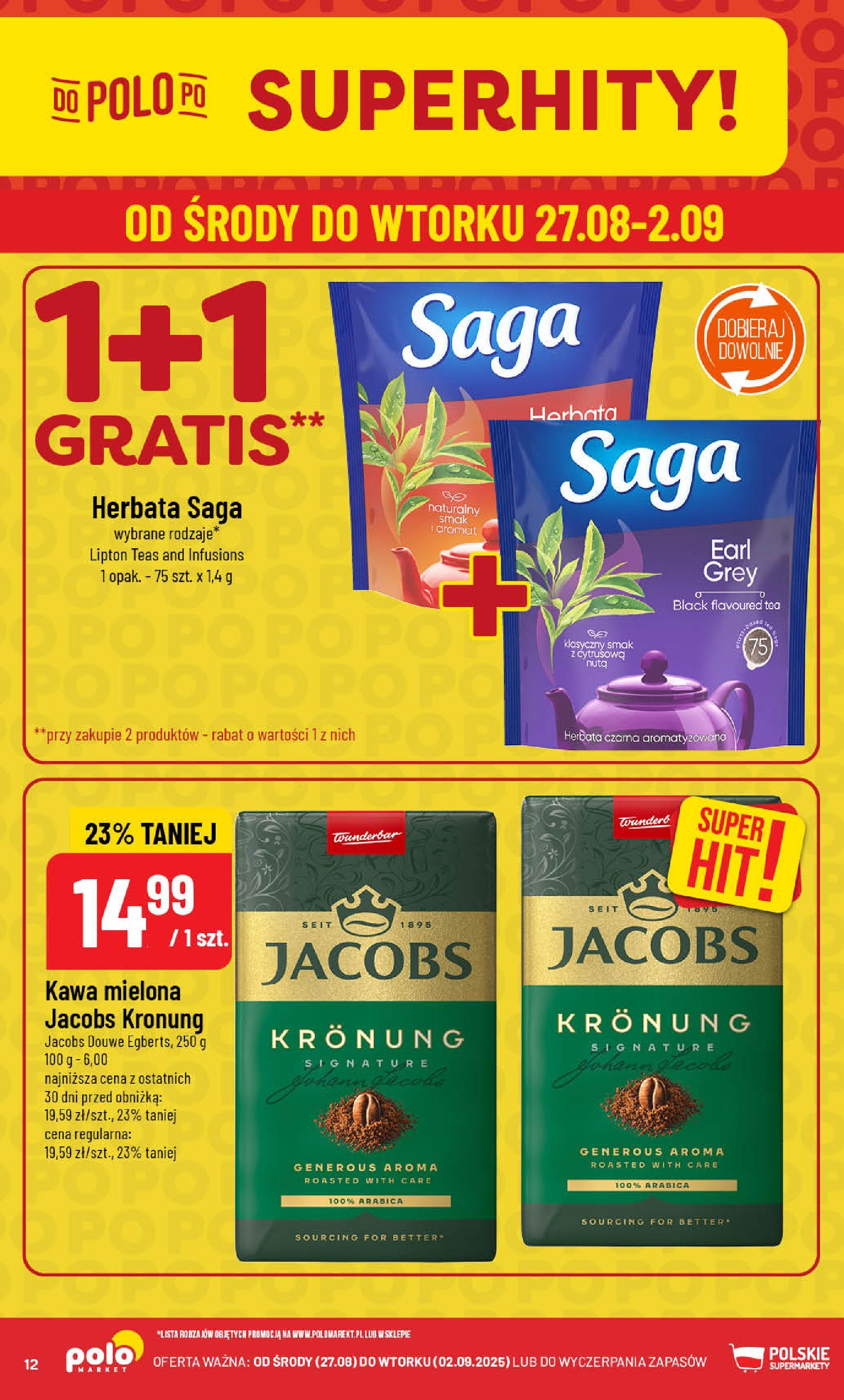 POLOmarket gazetka od jutra (27.08.2025) | Nowa PDF | Strona: 12 | Produkty: Kawa, Herbata POLOmarket gazetka od jutra (27.08.2025) - Nowa PDF | Strona: 12 | Produkty: Kawa, Herbata