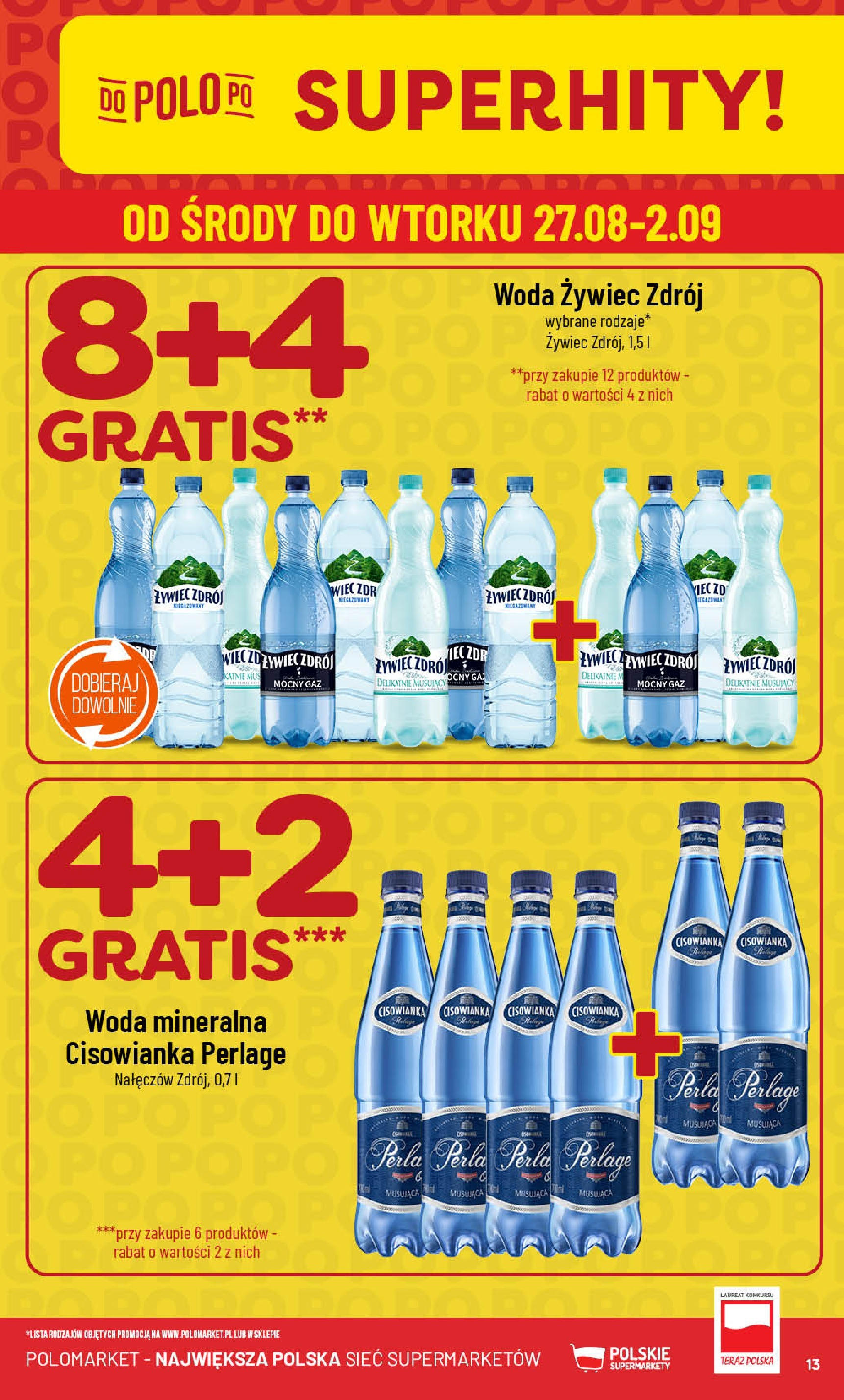 POLOmarket gazetka od jutra (27.08.2025) | Nowa PDF | Strona: 13 | Produkty: Woda żywiec, Woda POLOmarket gazetka od jutra (27.08.2025) - Nowa PDF | Strona: 13 | Produkty: Woda żywiec, Woda