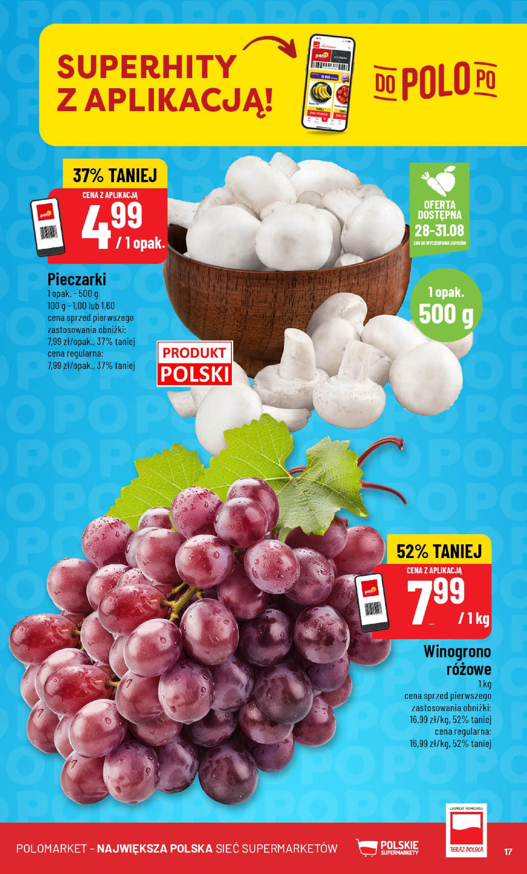 POLOmarket gazetka od jutra (27.08.2025) | Nowa PDF | Strona: 17 | Produkty: Winogrono, Pieczarki POLOmarket gazetka od jutra (27.08.2025) - Nowa PDF | Strona: 17 | Produkty: Winogrono, Pieczarki