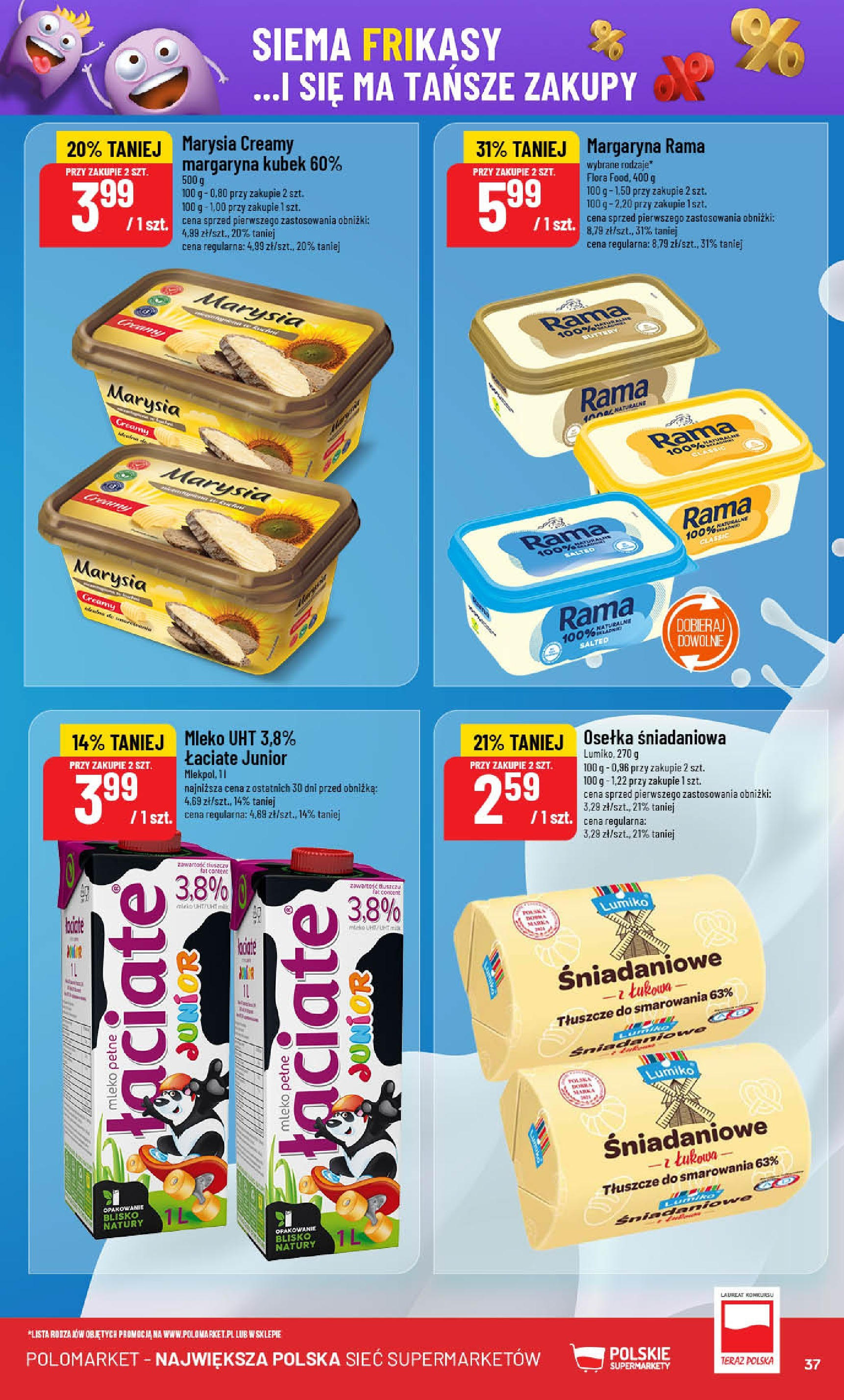 POLOmarket gazetka od jutra (27.08.2025) | Nowa PDF | Strona: 37 | Produkty: Osełka, Margaryna, Mleko POLOmarket gazetka od jutra (27.08.2025) - Nowa PDF | Strona: 37 | Produkty: Osełka, Margaryna, Mleko