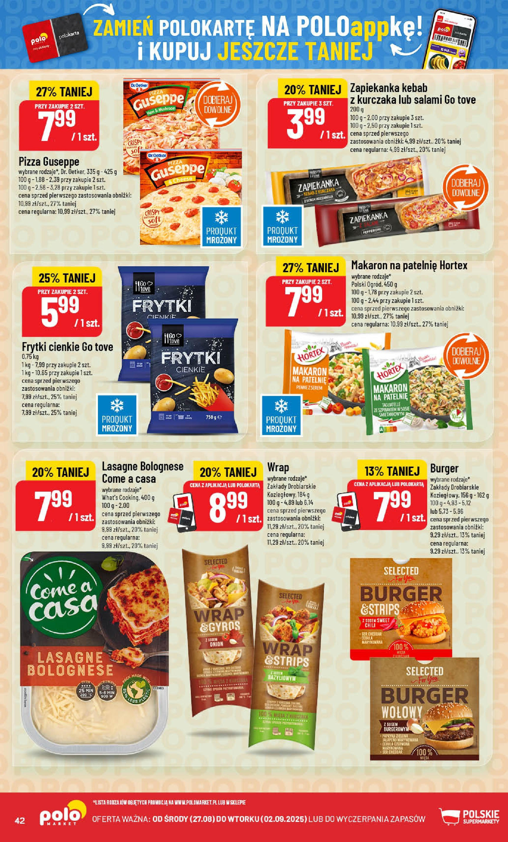 POLOmarket gazetka od jutra (27.08.2025) | Nowa PDF | Strona: 42 | Produkty: Burger wołowy, Kebab, Salami, Pizza POLOmarket gazetka od jutra (27.08.2025) - Nowa PDF | Strona: 42 | Produkty: Burger wołowy, Kebab, Salami, Pizza