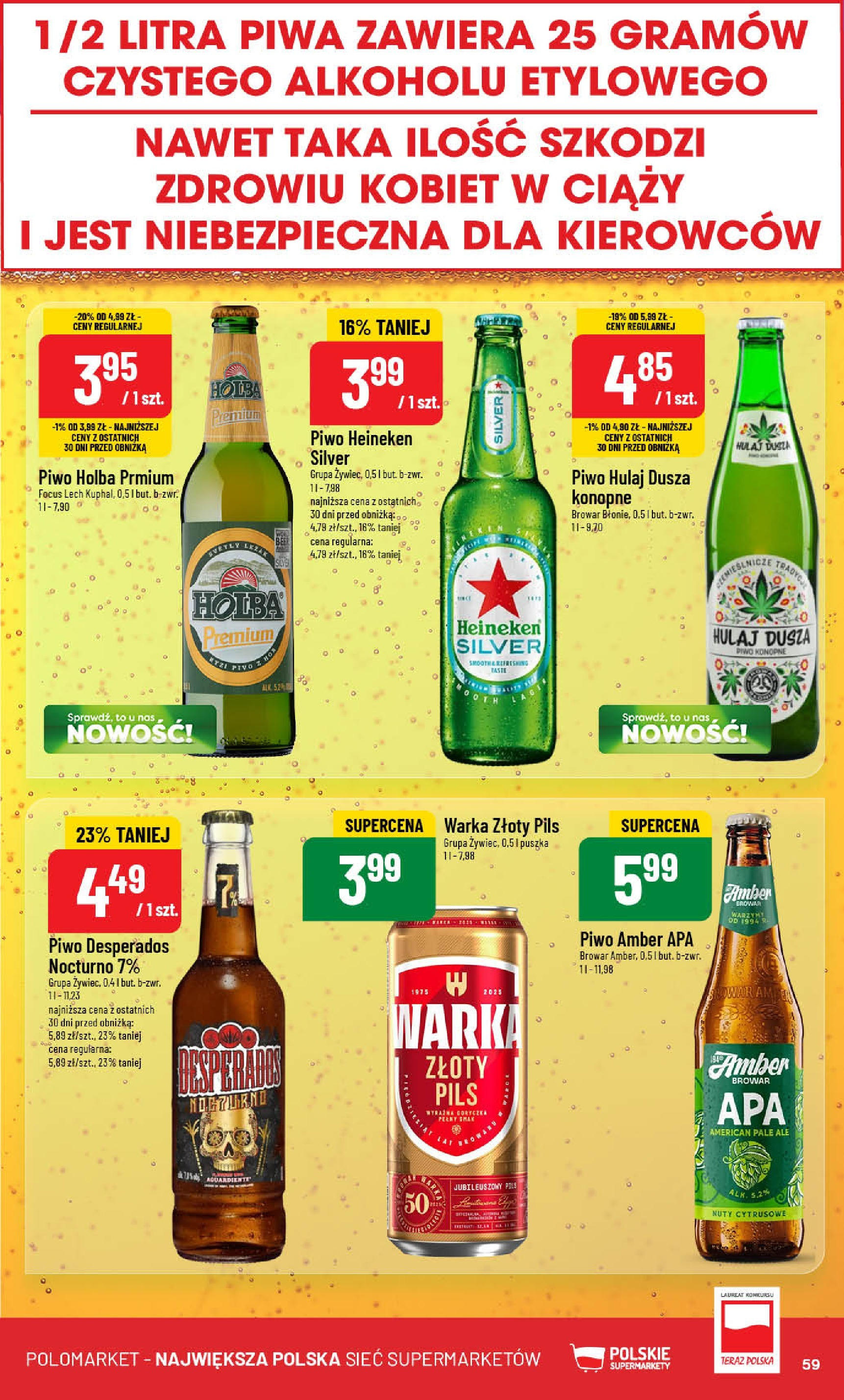 POLOmarket gazetka od jutra (27.08.2025) | Nowa PDF | Strona: 59 | Produkty: Piwo konopne, Warka, Piwo, Heineken POLOmarket gazetka od jutra (27.08.2025) - Nowa PDF | Strona: 59 | Produkty: Piwo konopne, Warka, Piwo, Heineken